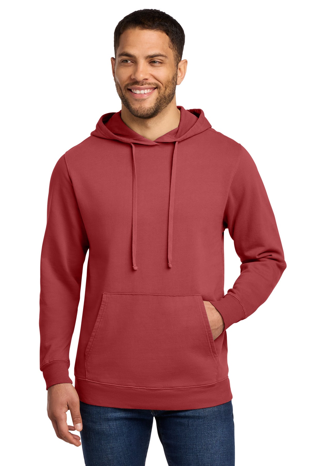 Front View of Redrock Port & Co Beach Wash Garment-Dyed Pullover Hooded Sweatshirt. PC098H