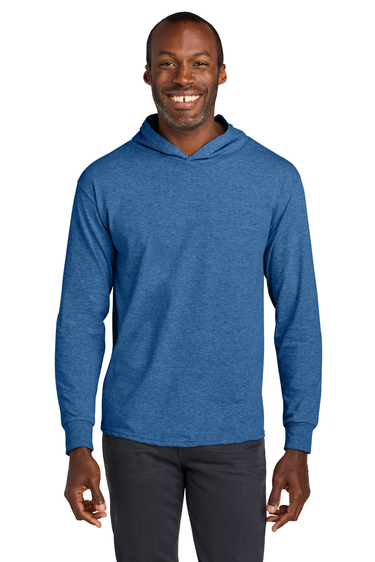 Front View of RetHtRoyal Jerzees Classics Unisex Cotton Long Sleeve Hooded T-Shirt 363LH