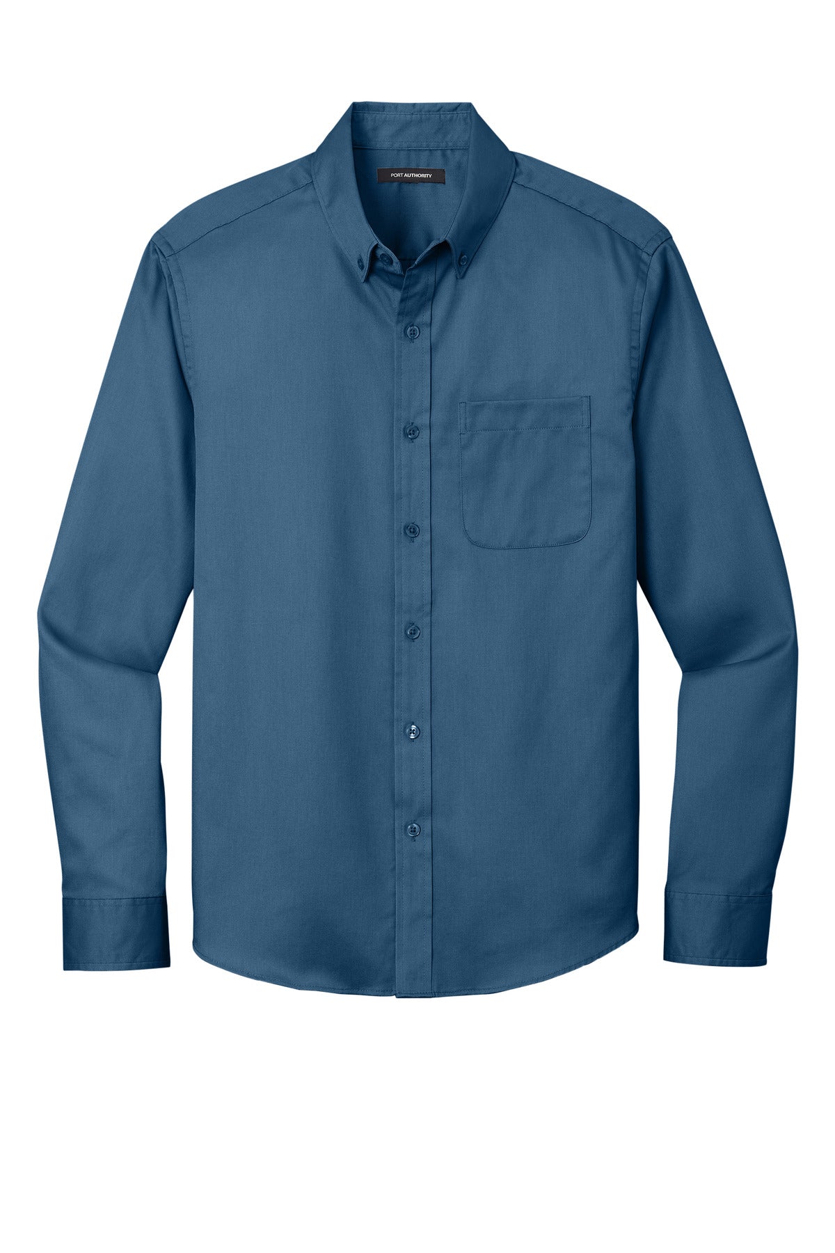 Front View of RgttaBlue Port Authority Long Sleeve SuperPro React Twill Shirt. W808