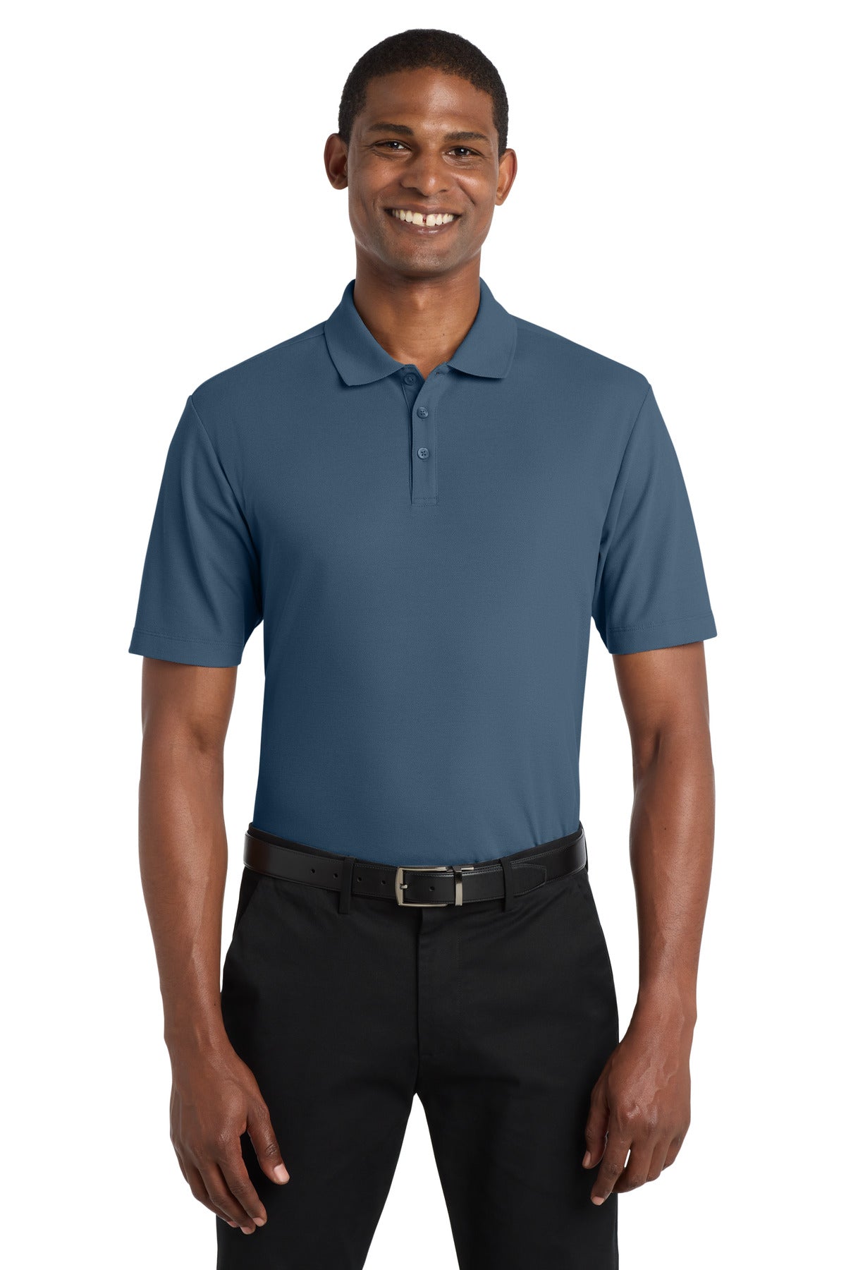 Front View of RgttaBlue Port Authority SuperPro React Polo. K810