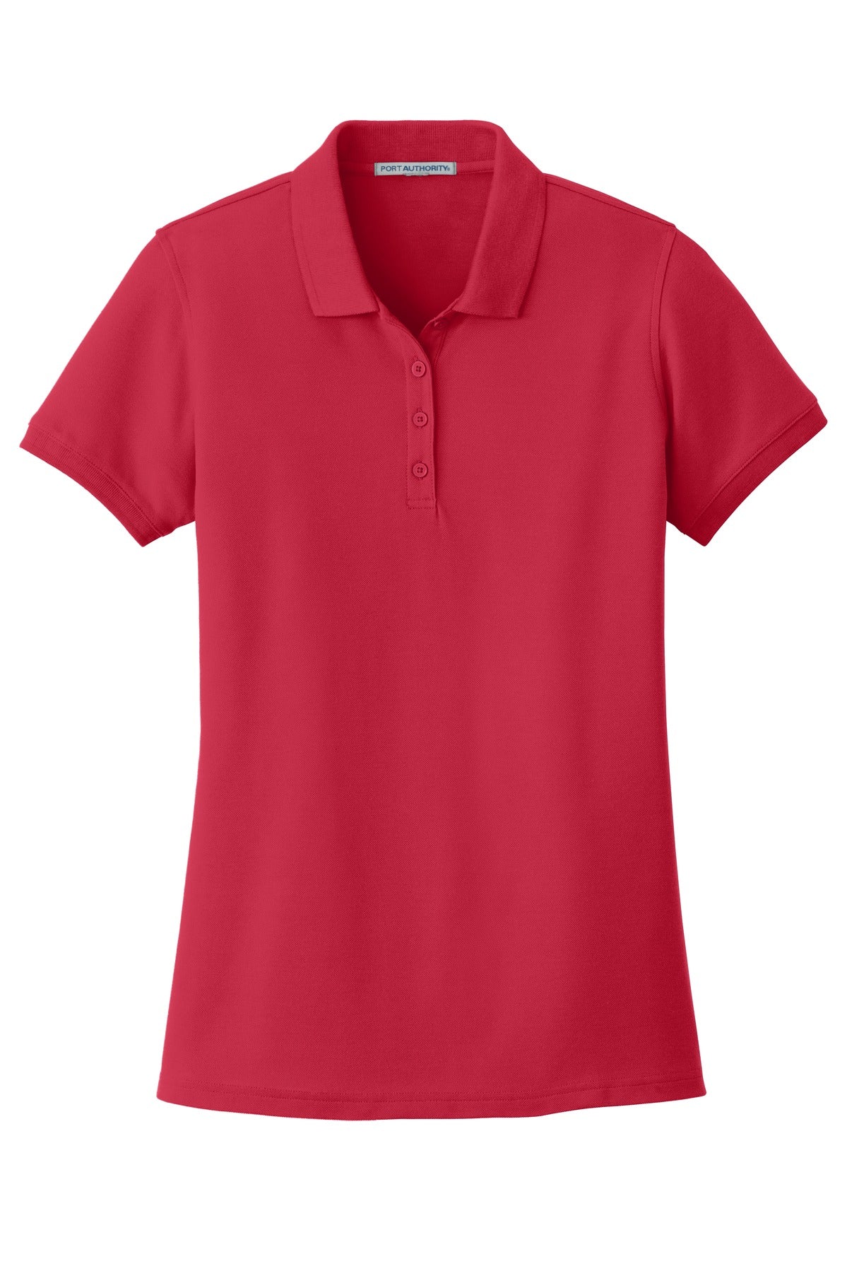 Front View of Rich Red Port Authority Women's Core Classic Pique Polo. L100