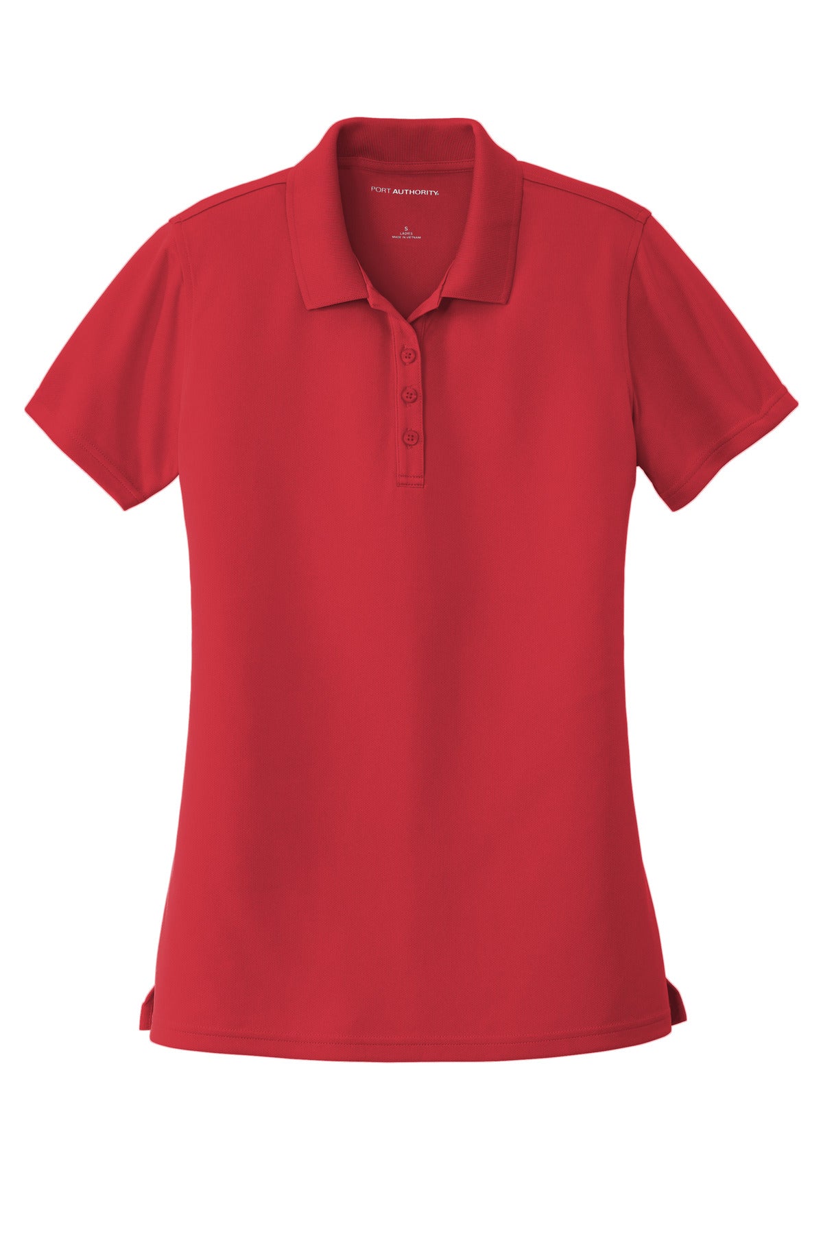 Front View of Rich Red Port Authority Women's Dry Zone UV Micro-Mesh Polo. LK110