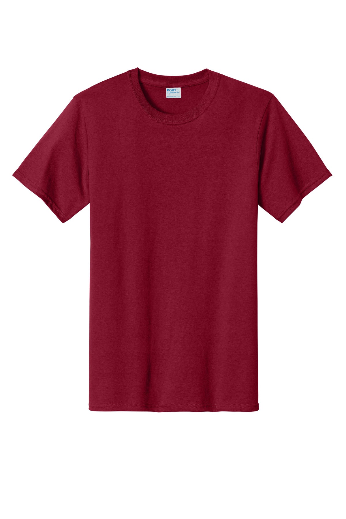 Front View of Rich Red Port & Co Tall Essential Tee. PC61T