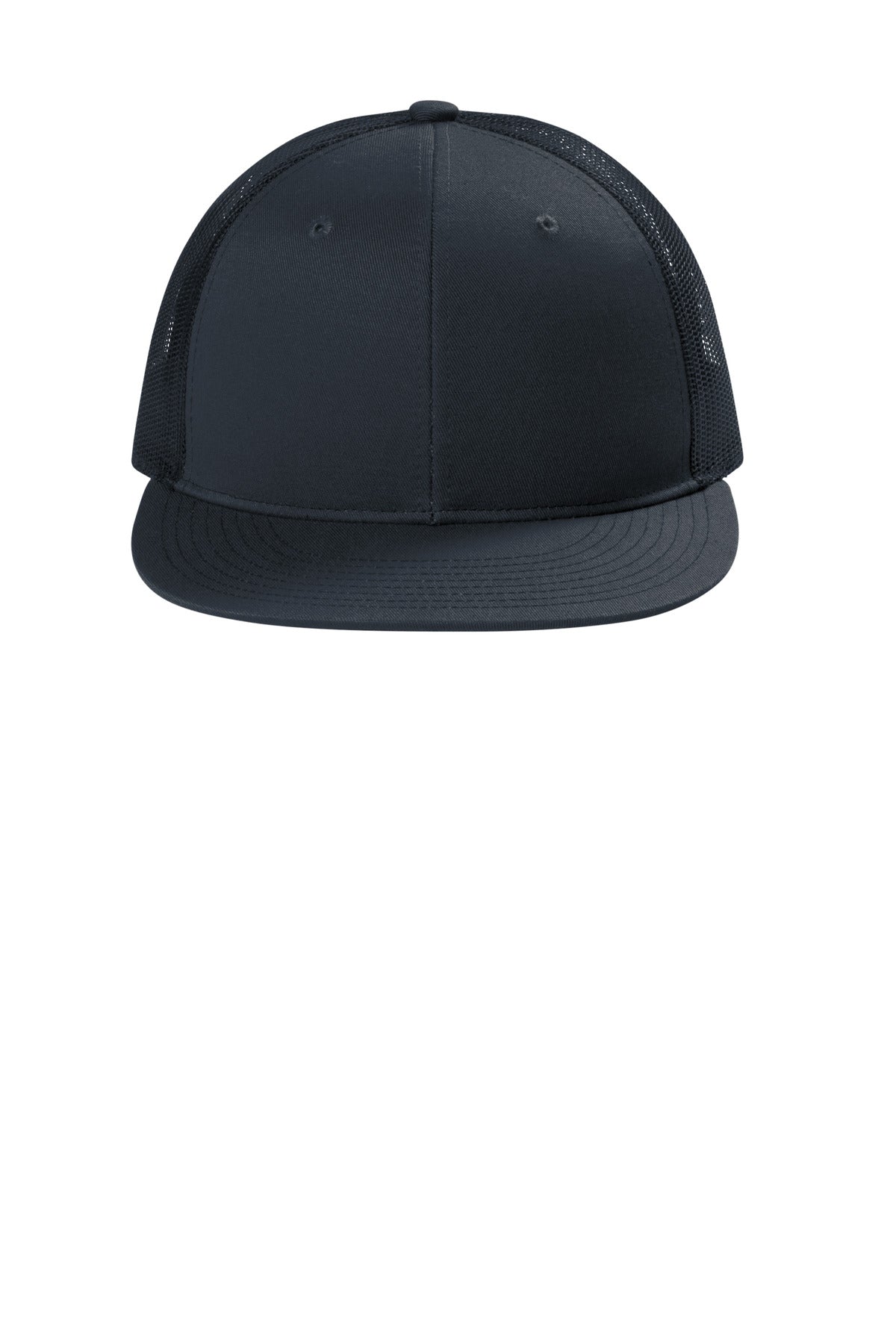 Front View of RichNavy Port Authority Snapback Flat Bill Trucker Cap C407