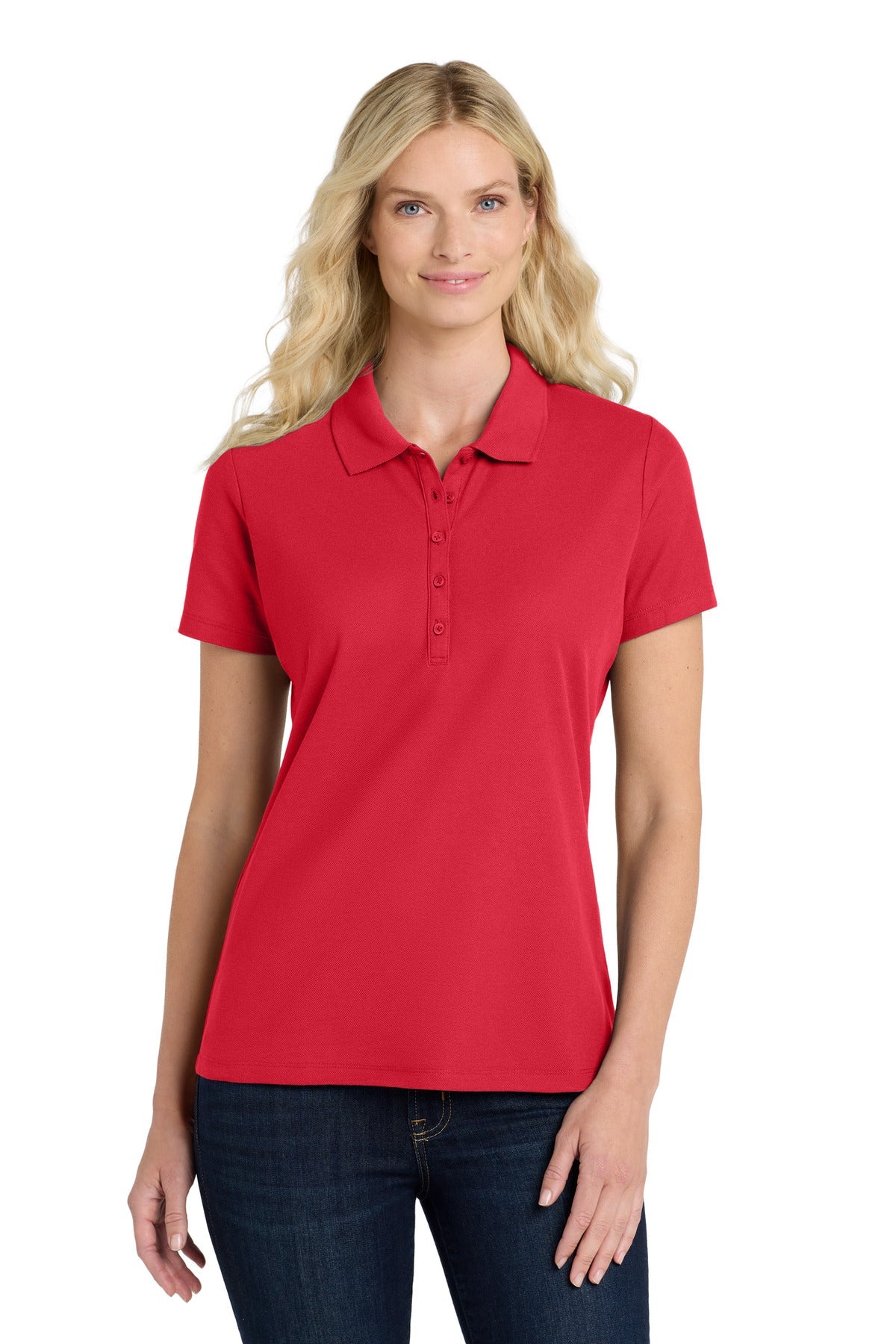 Front View of RichRed Port Authority Women's SuperPro React Polo. LK810