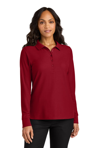 Front View of RichRed Port Authority Women's Wearever Signature Pique Long Sleeve Polo LK200LS