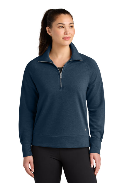 Front View of RiverBlNv OGIO Women's Luuma 1/2-Zip LOG814
