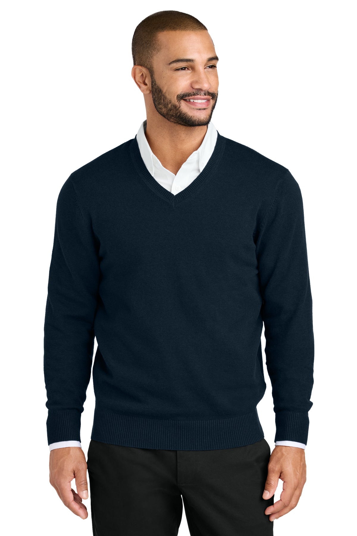 Front View of RiverBlNv Port Authority Easy Care V-Neck Sweater SW2850