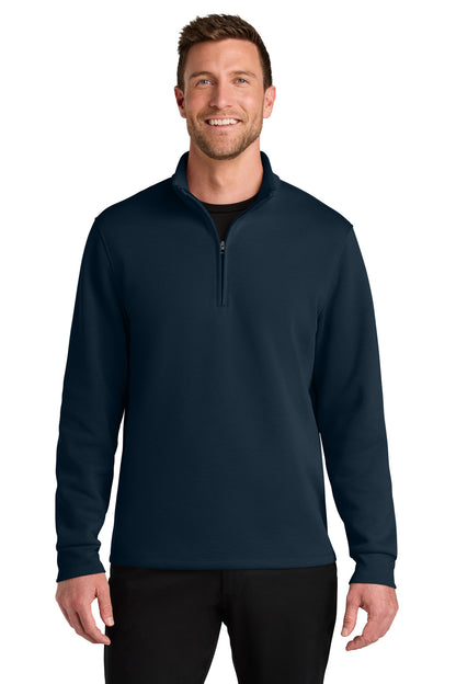 Front View of RiverBlNv Port Authority Wearever Signature Double Pique 1/4-Zip K210