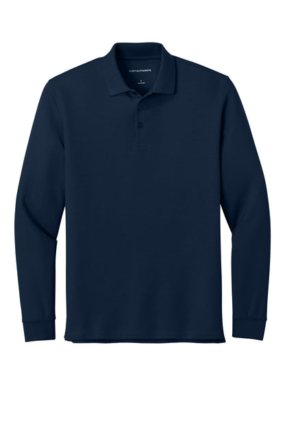 Front View of RiverBlNv Port Authority Wearever Signature Pique Long Sleeve Polo K200LS
