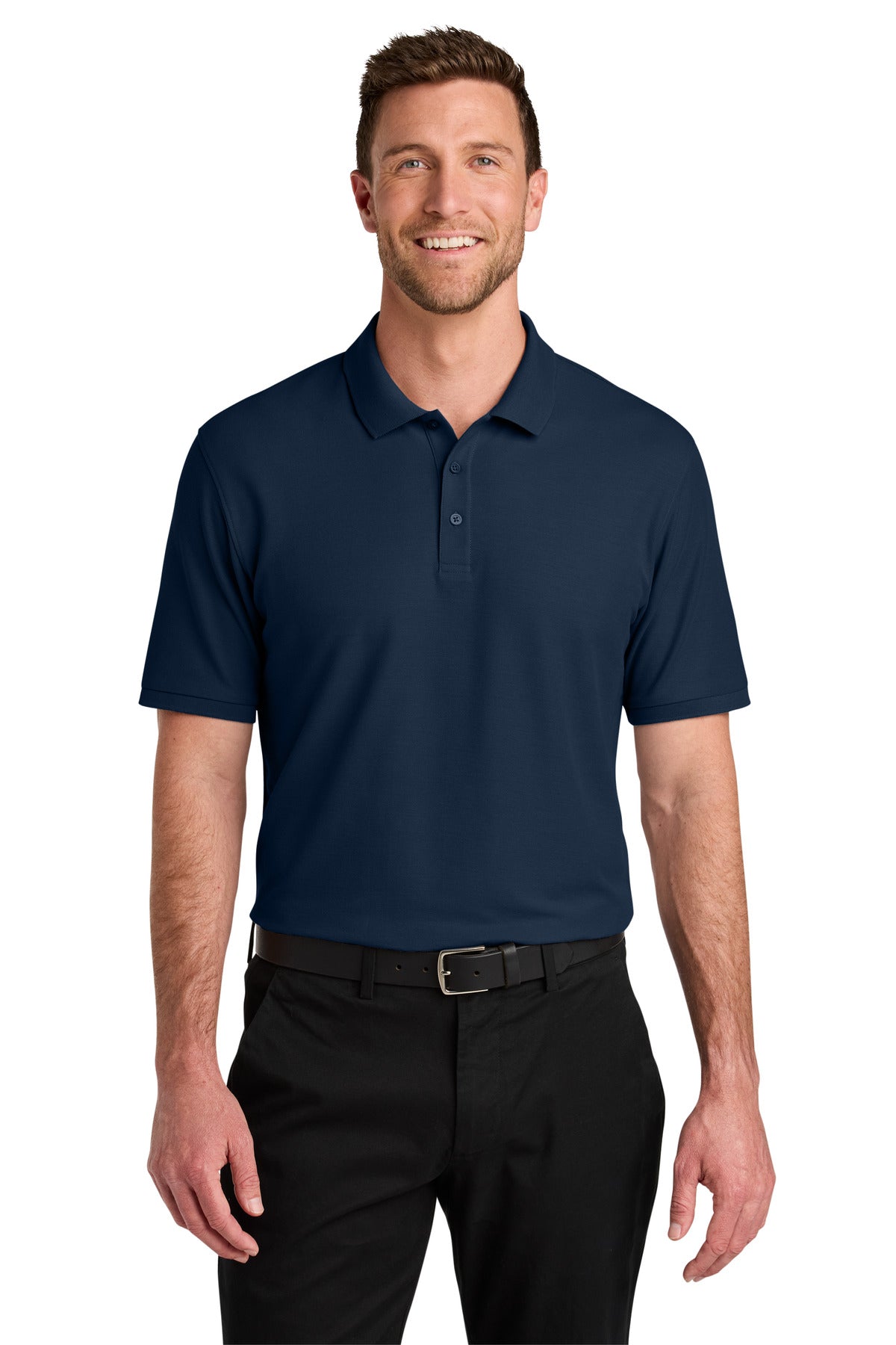 Front View of RiverBlNv Port Authority Wearever Signature Pique Polo K200
