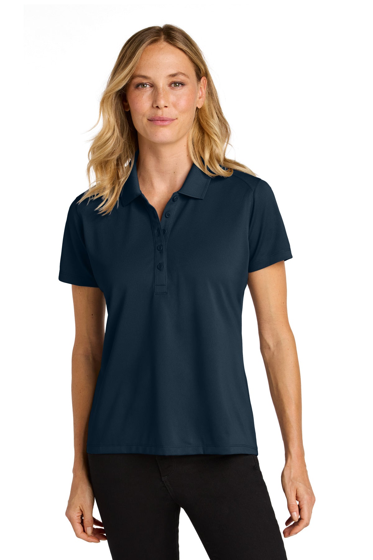 Front View of RiverBlNv Port Authority Women's Wearever Performance Pique Polo LK240