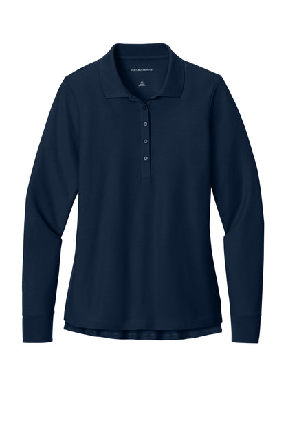 Front View of RiverBlNv Port Authority Women's Wearever Signature Pique Long Sleeve Polo LK200LS