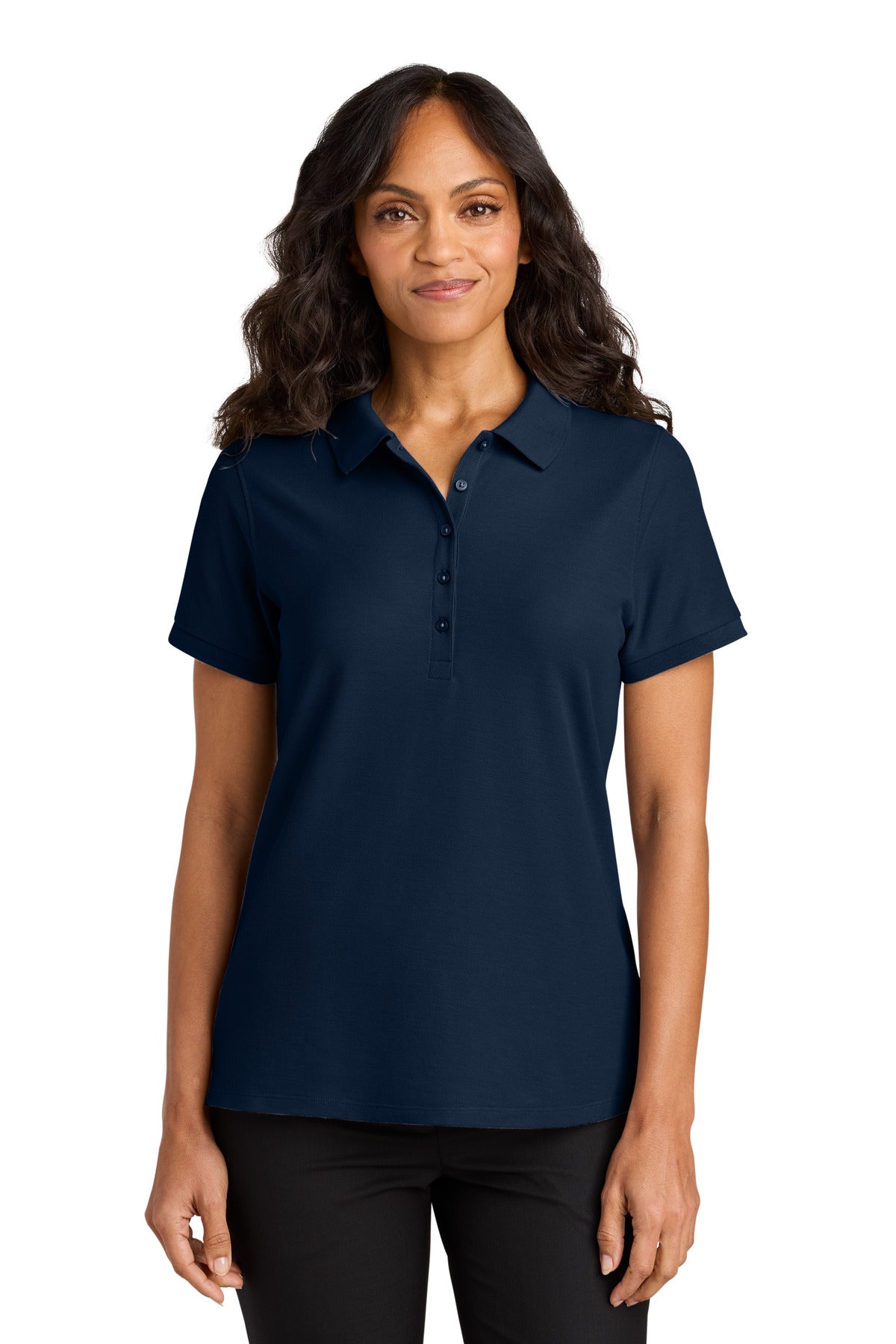 Front View of RiverBlNv Port Authority Women's Wearever Signature Pique Polo LK200