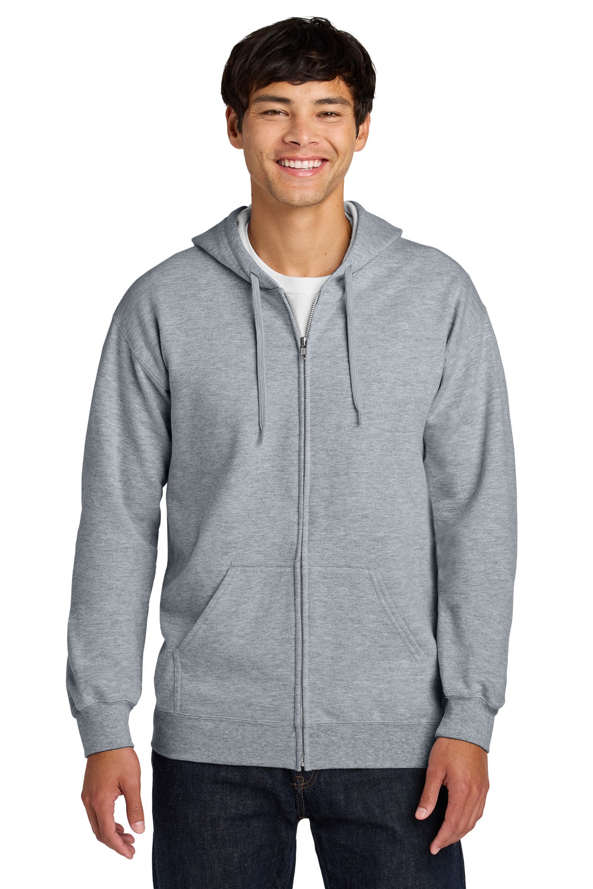 Front View of RngSpunSpG Gildan Softstyle Midweight Fleece Full-Zip Hooded Sweatshirt SF600