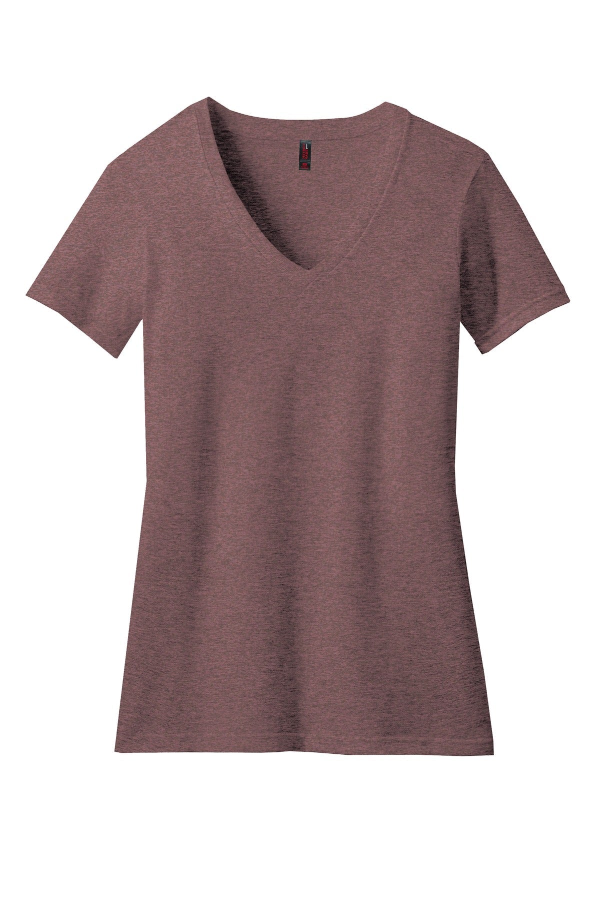 Front View of Rose Fleck District Women's Perfect Blend CVC V-Neck Tee. DM1190L