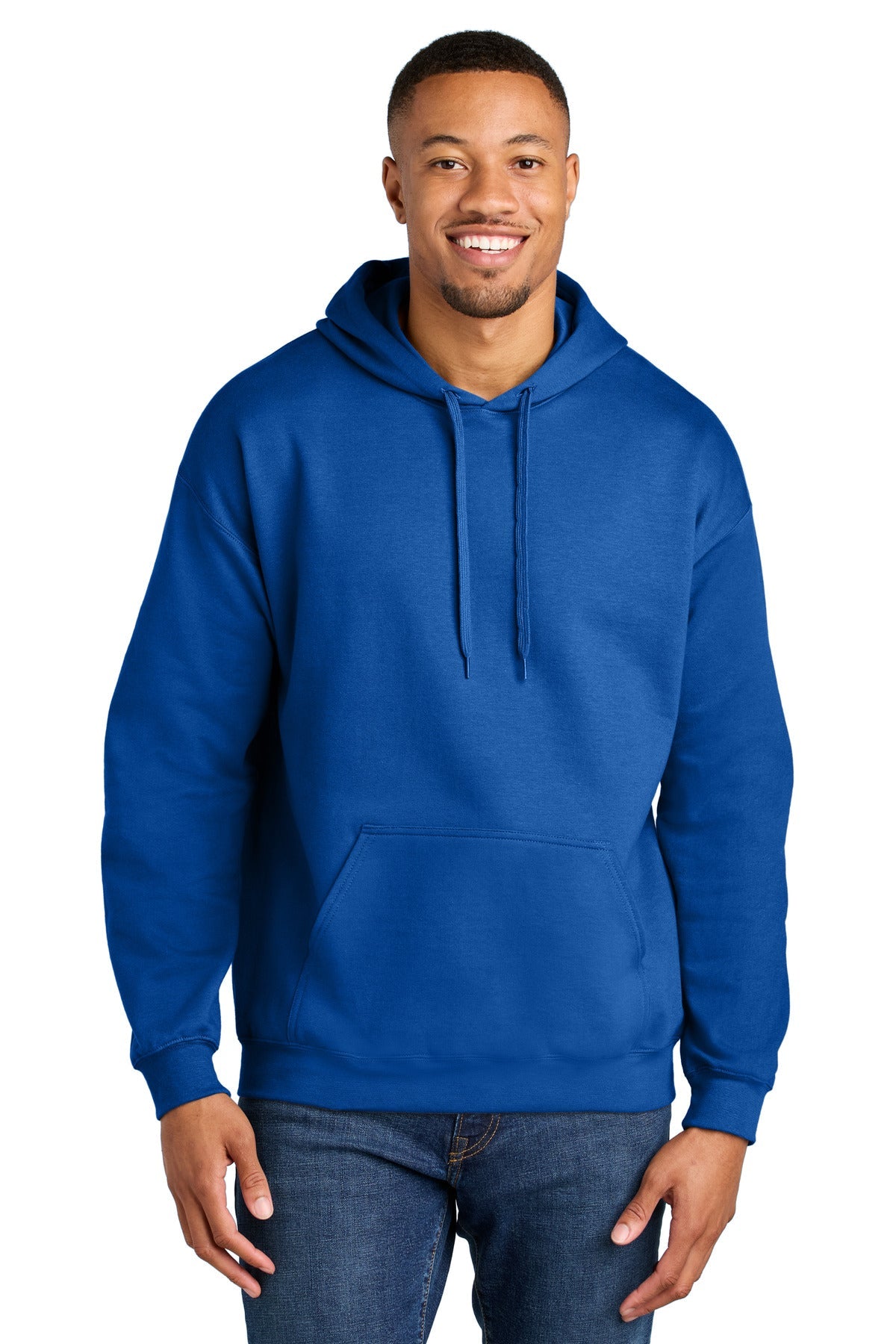 Front View of Royal Gildan Softstyle Midweight Pullover Hooded Sweatshirt SF500