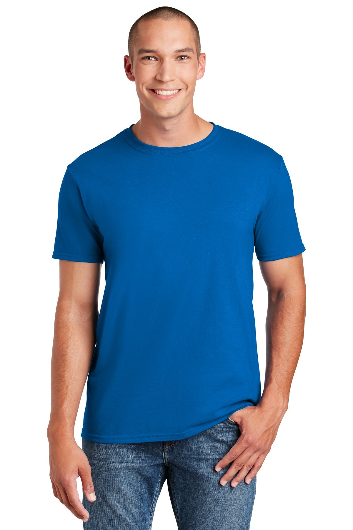 Front View of Royal Gildan Softstyle T-Shirt. 64000