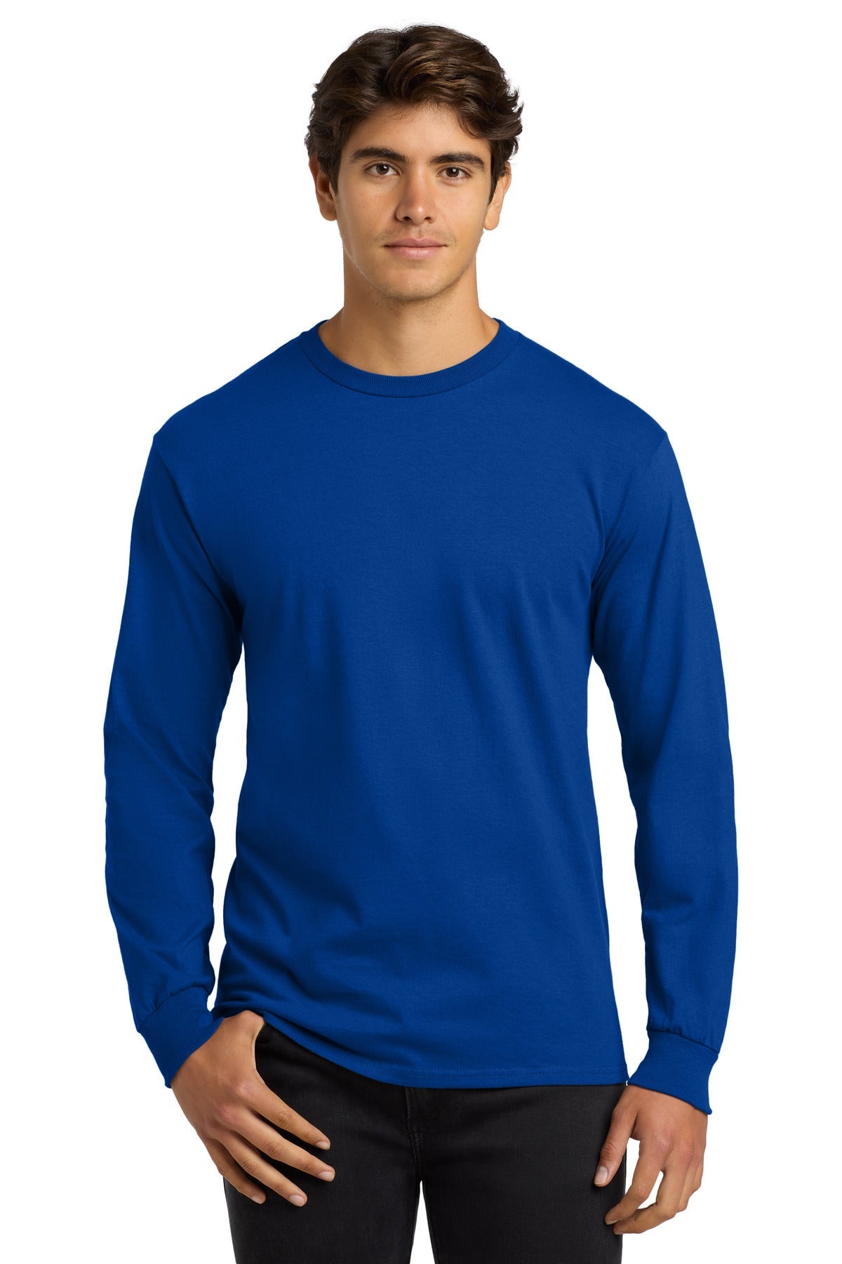 Front View of Royal Gildan - Ultra Cotton 100% US Cotton Long Sleeve T-Shirt. G2400