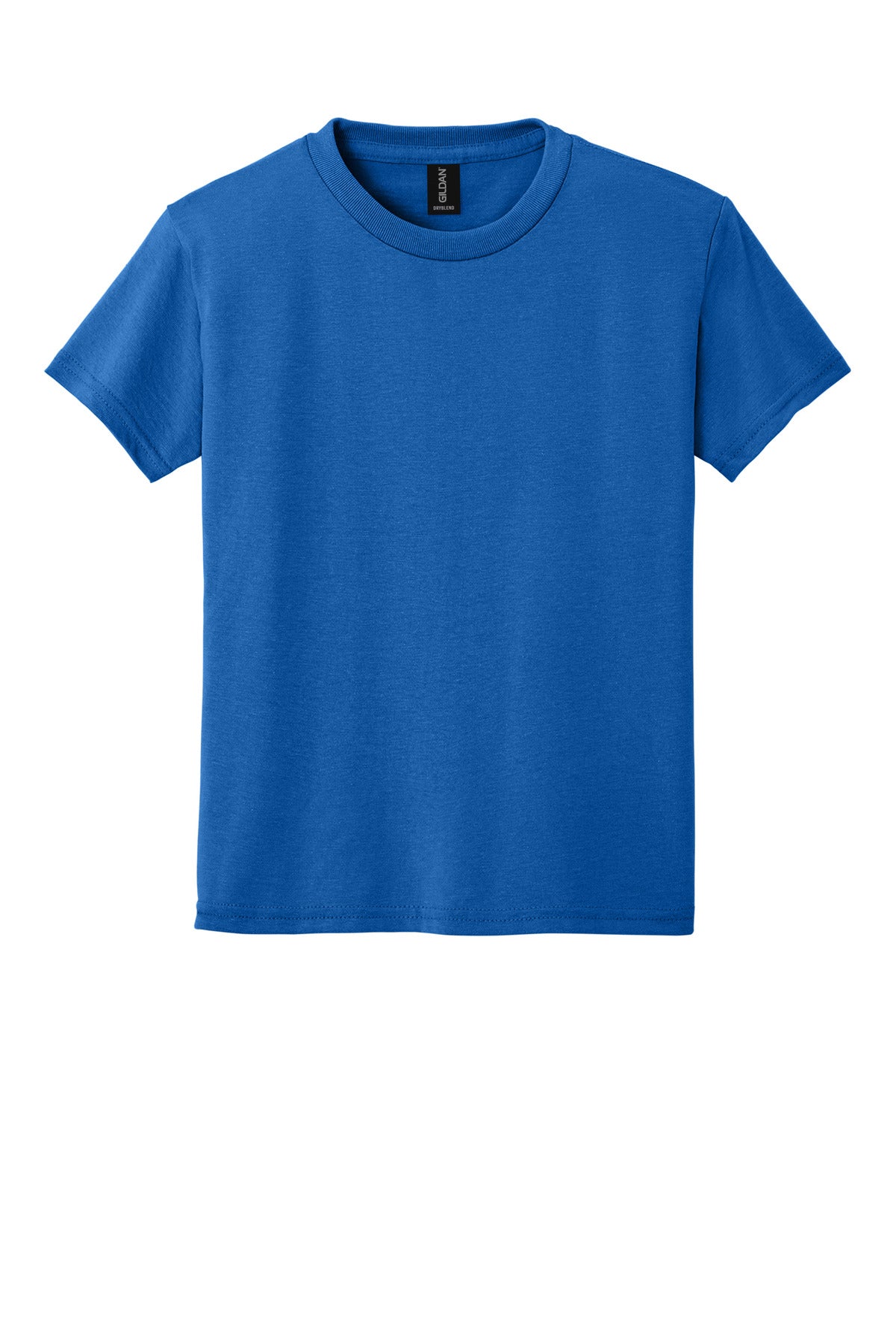 Front View of Royal Gildan Youth DryBlend 50 Cotton/50 Poly T-Shirt. 8000B