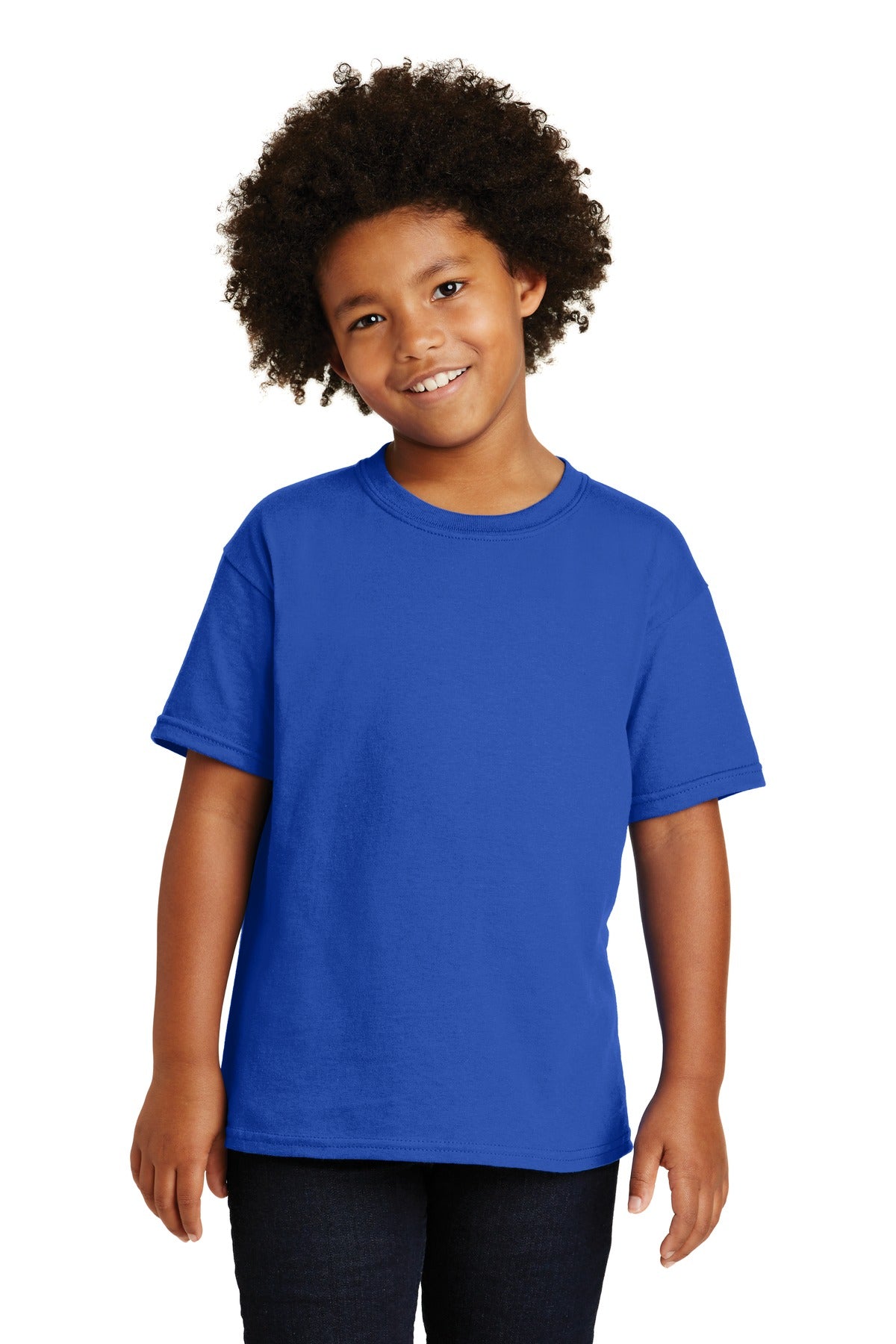 Front View of Royal Gildan - Youth Heavy Cotton 100% Cotton T-Shirt. 5000B