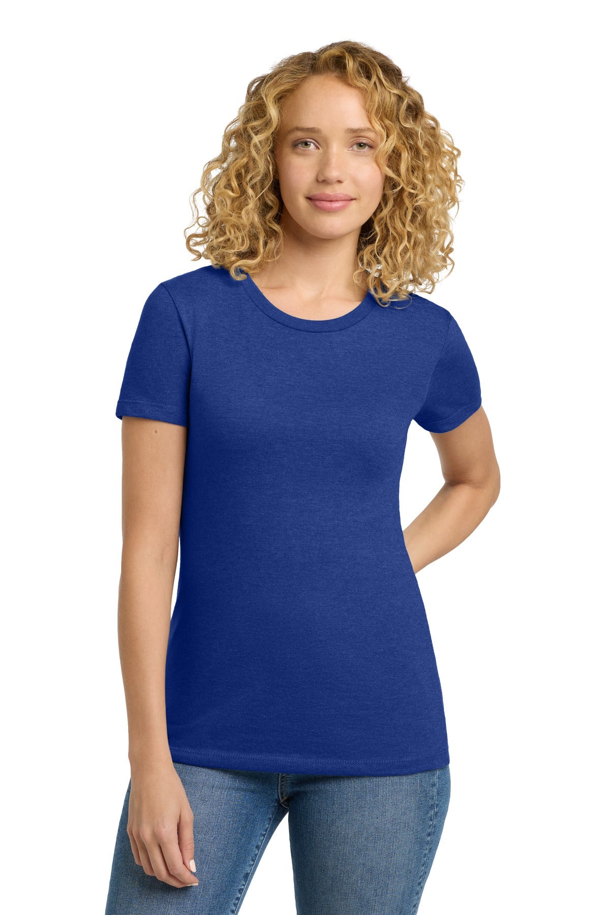 Front View of Royal Next Level Apparel Women's CVC Tee. NL6610