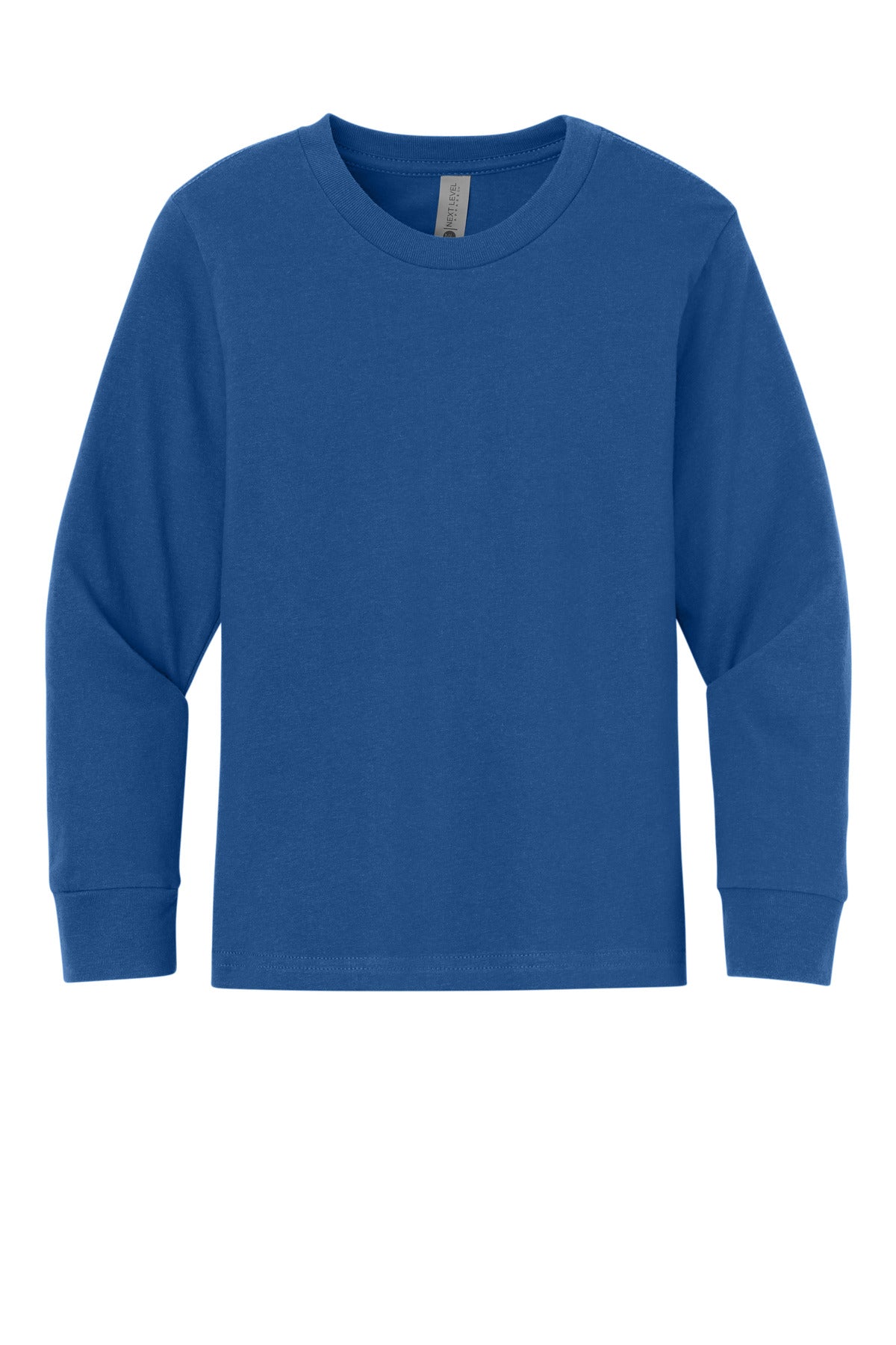 Front View of Royal Next Level Apparel Youth Cotton Long Sleeve Tee NL3311