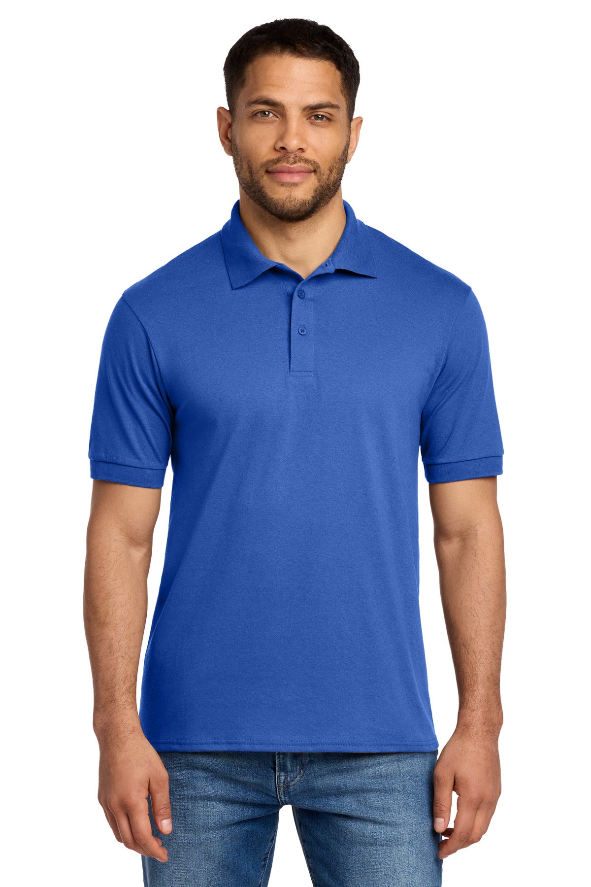 Front View of Royal Port & Co Core Blend Jersey Knit Polo. KP55