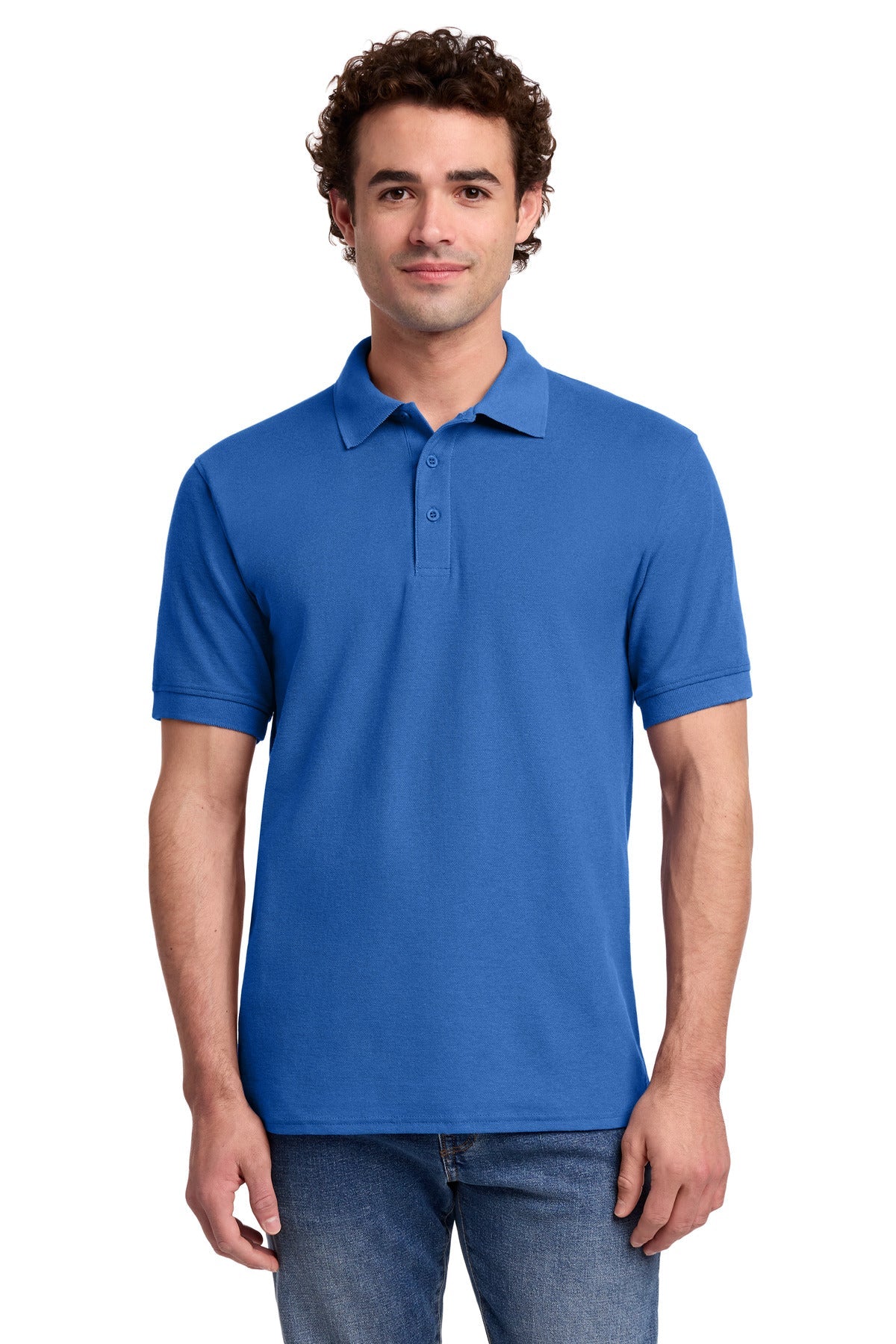 Front View of Royal Port & Co Core Blend Pique Polo. KP155