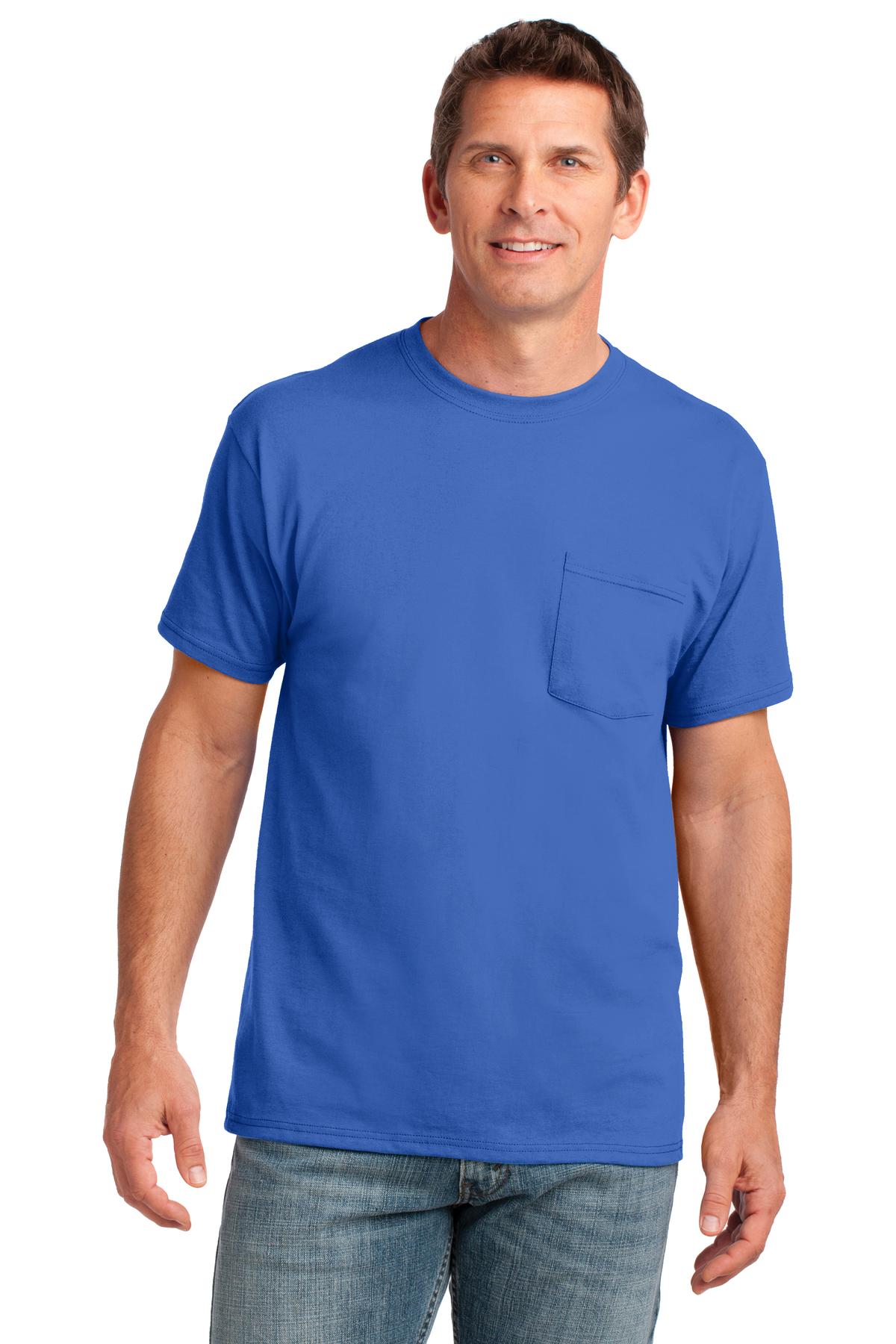 Front View of Royal Port & Co Core Cotton Pocket Tee. PC54P