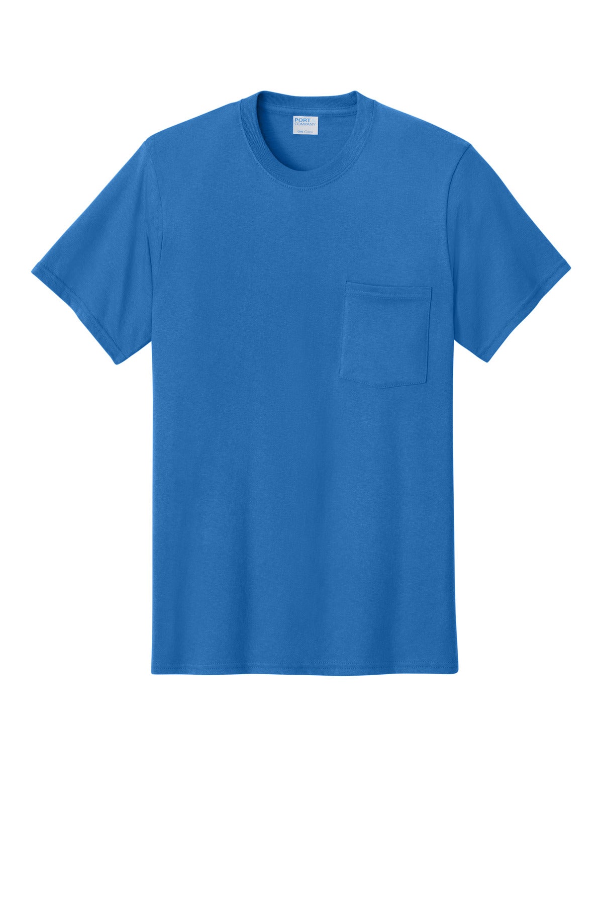 Front View of Royal Port & Co Core Cotton Pocket Tee. PC54P