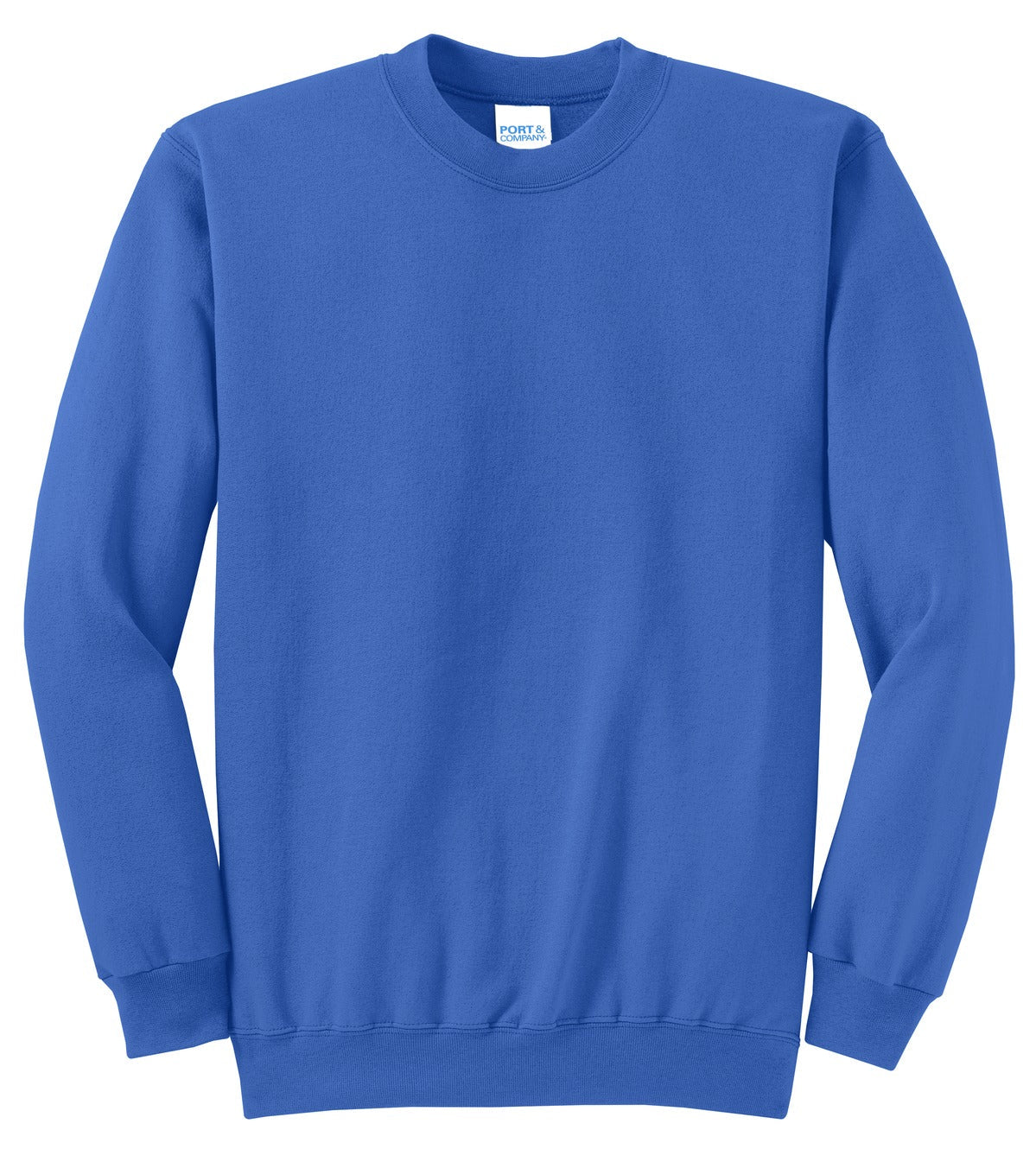 Front View of Royal Port & Co Core Fleece Crewneck Sweatshirt. PC78
