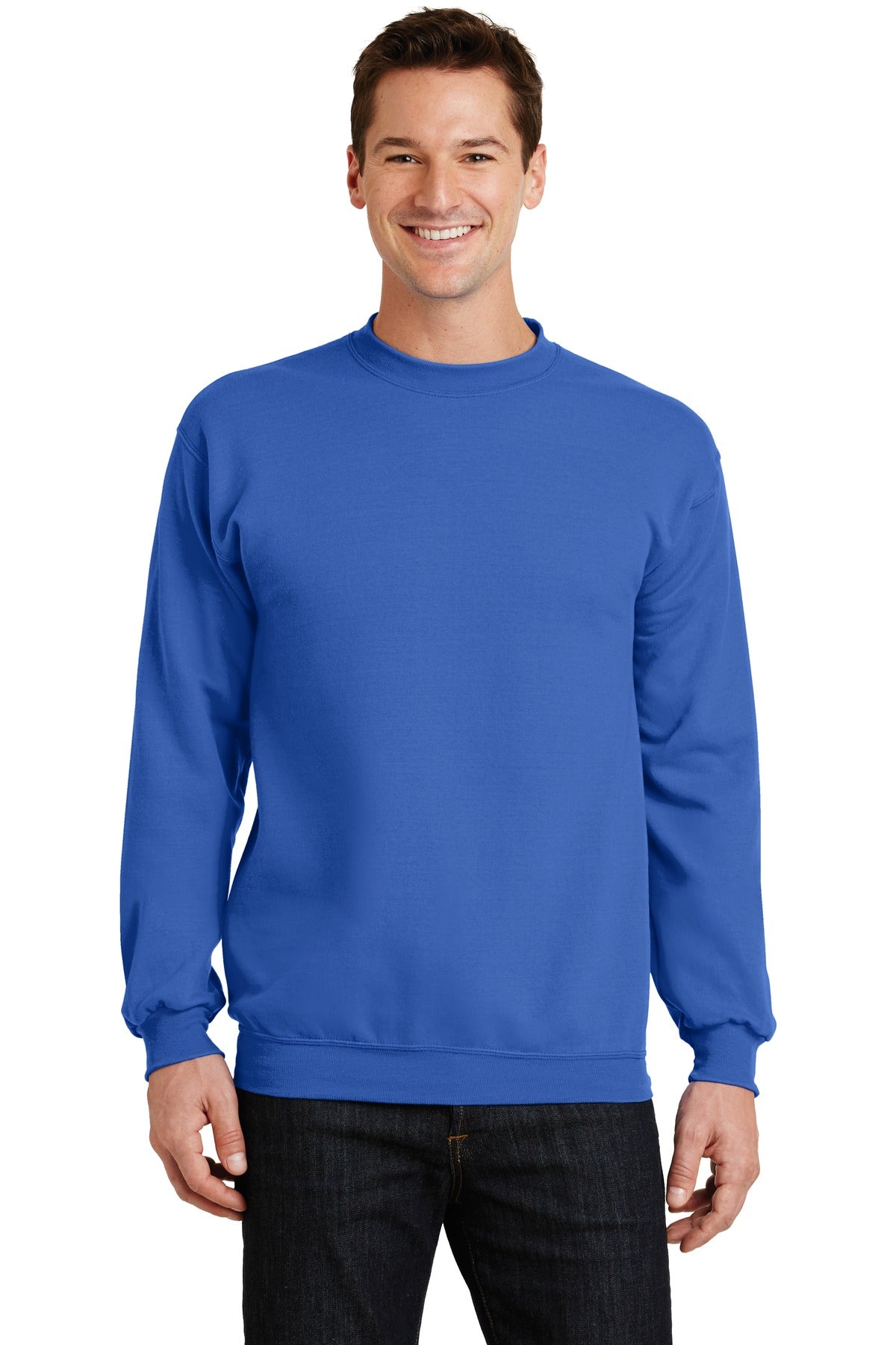 Front View of Royal Port & Co Core Fleece Crewneck Sweatshirt. PC78