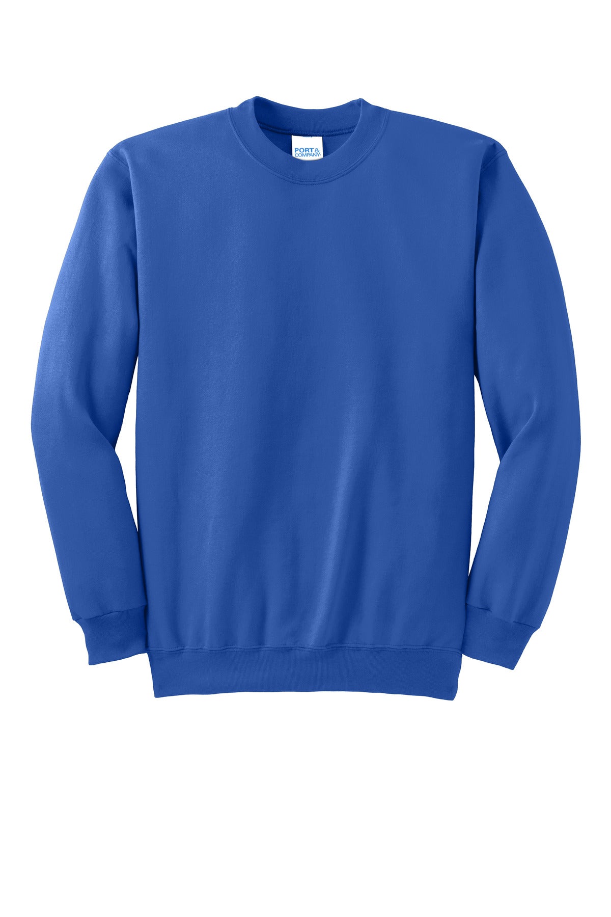 Front View of Royal Port & Co Essential Fleece Crewneck Sweatshirt. PC90