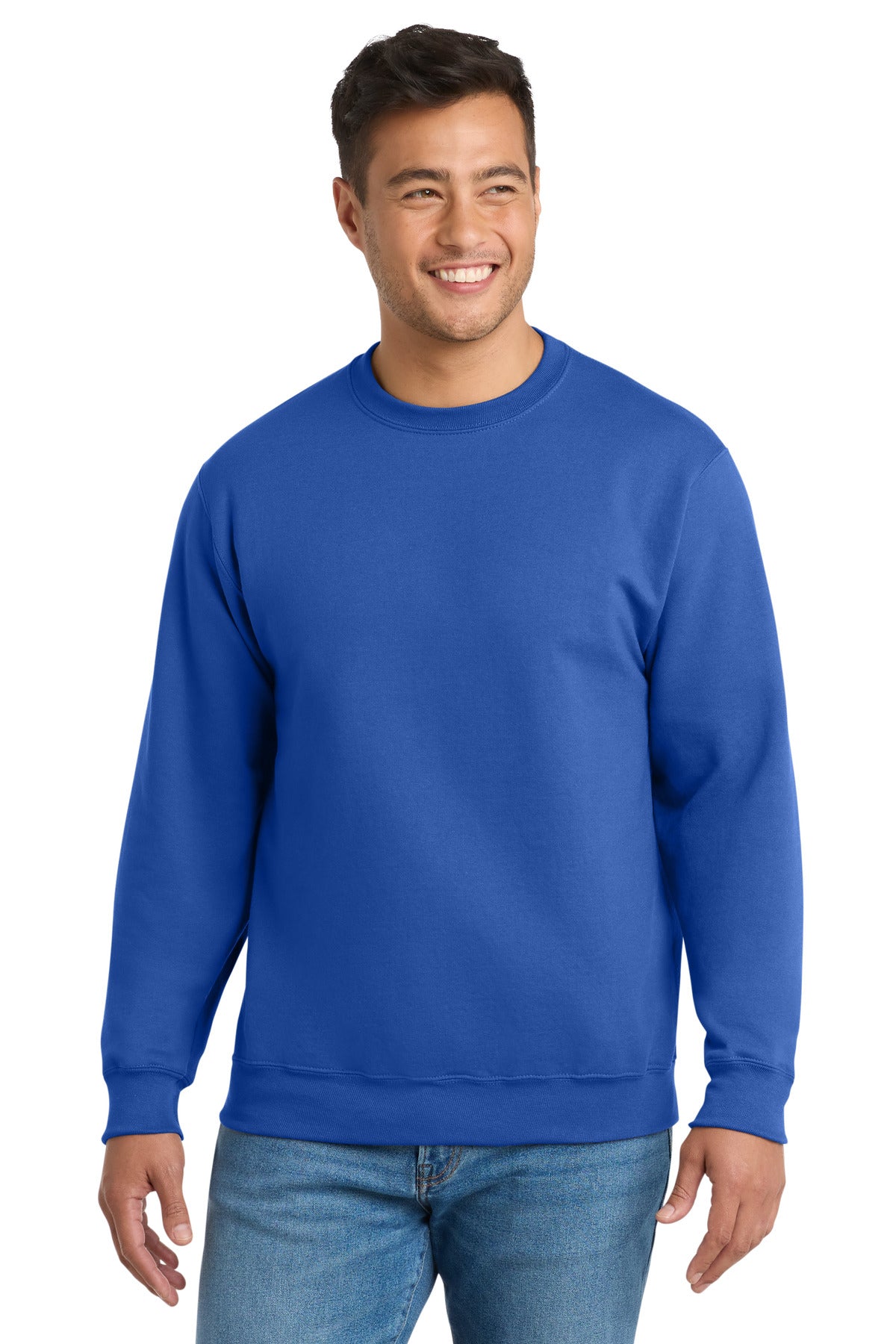 Front View of Royal Port & Co Essential Fleece Crewneck Sweatshirt. PC90