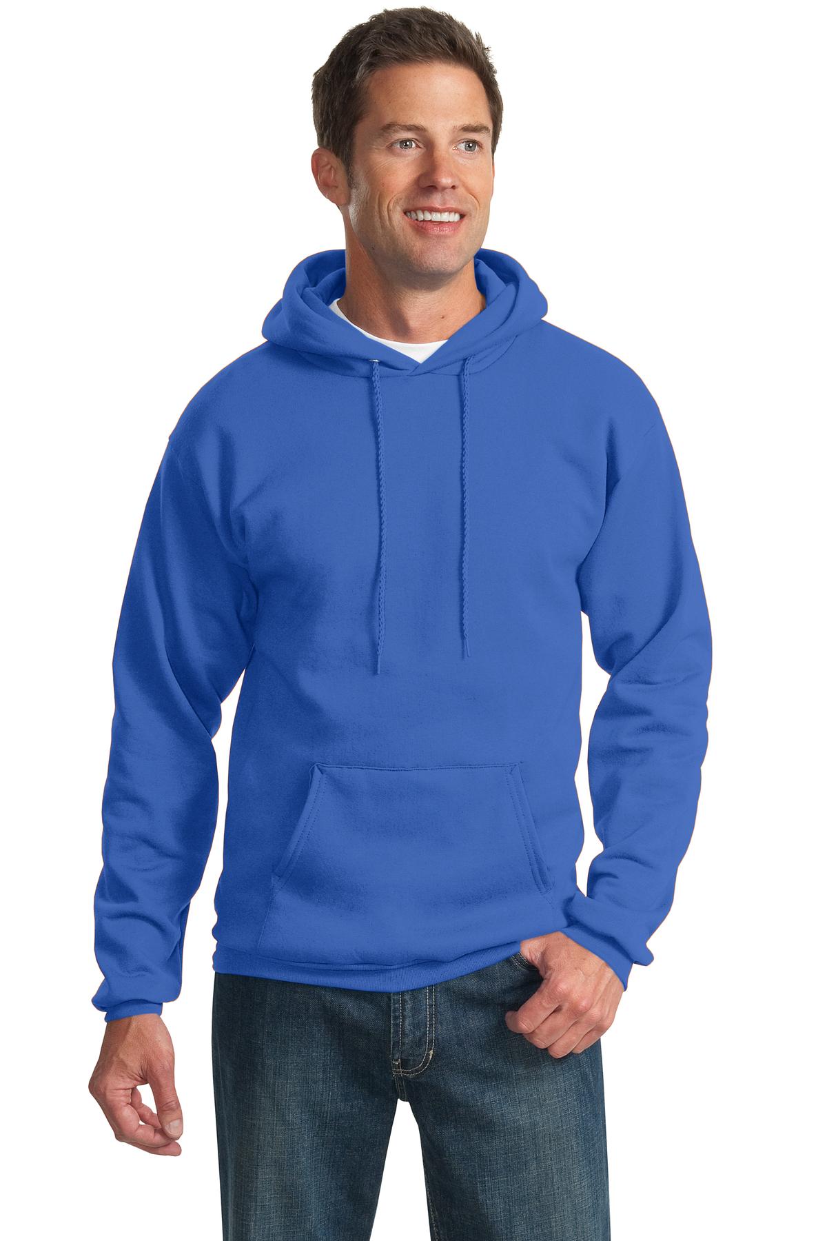 Front View of Royal Port & Co Essential Fleece Pullover Hooded Sweatshirt. PC90H