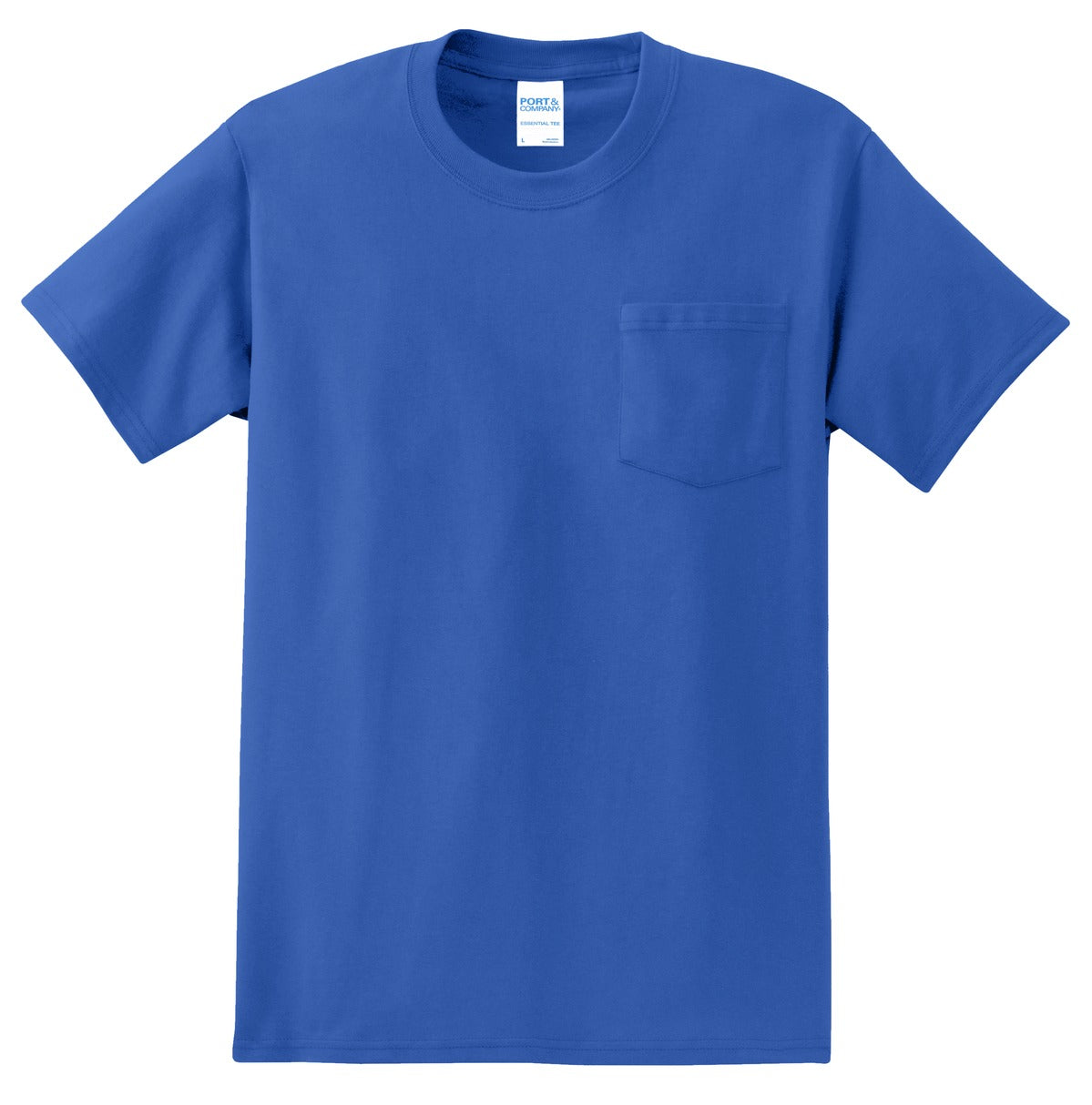 Front View of Royal Port & Co Essential Pocket Tee. PC61P