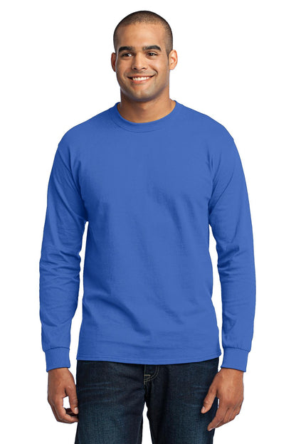 Front View of Royal Port & Co Long Sleeve Core Blend Tee. PC55LS