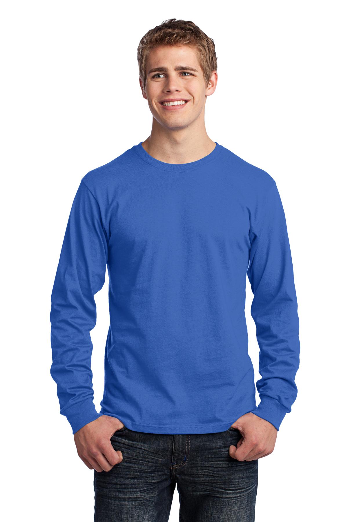 Front View of Royal Port & Co Long Sleeve Core Cotton Tee. PC54LS