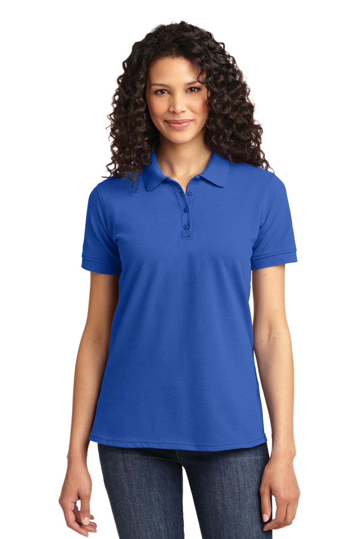 Front View of Royal Port & Co Women's Core Blend Pique Polo. LKP155