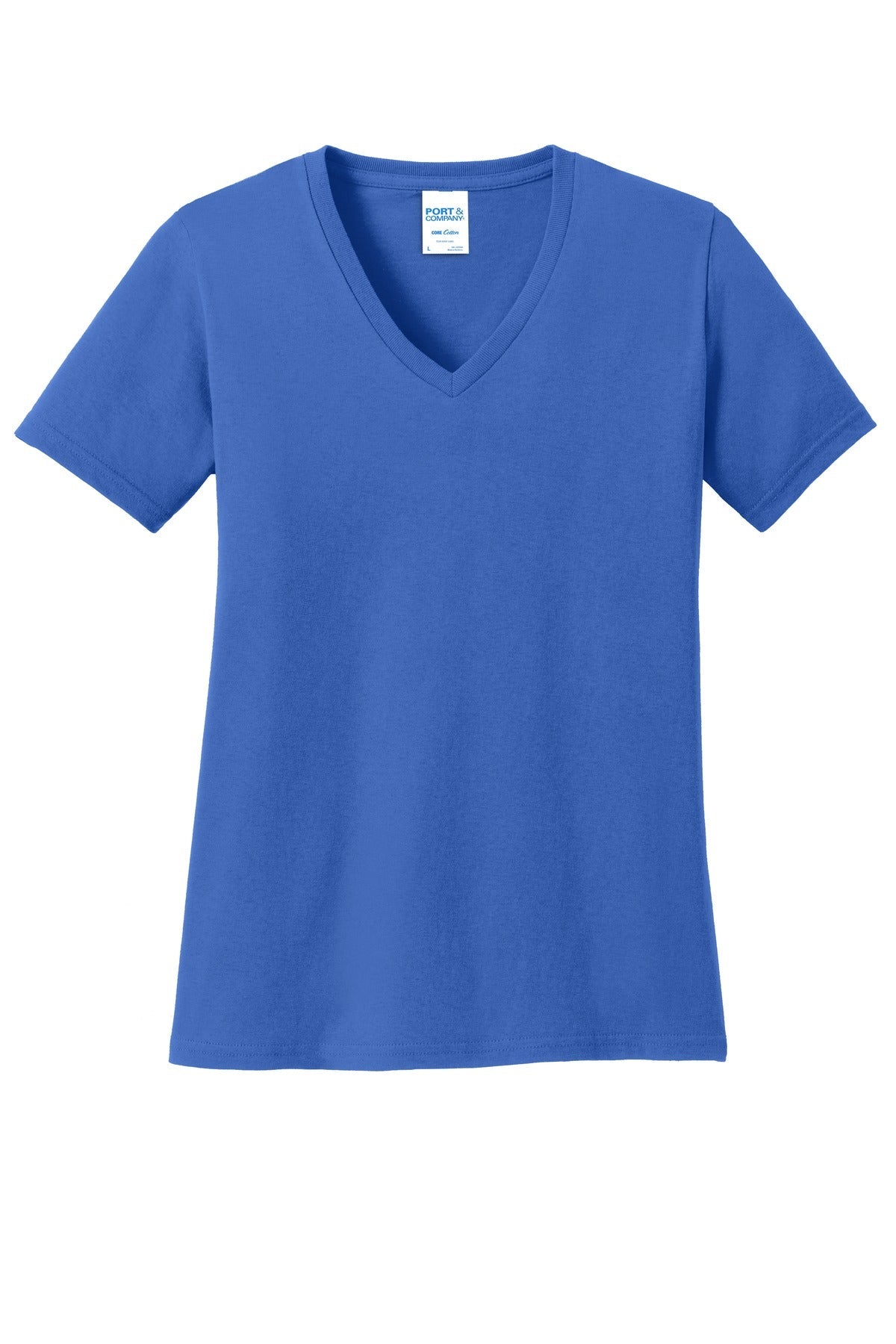 Front View of Royal Port & Co Women's Core Cotton V-Neck Tee. LPC54V