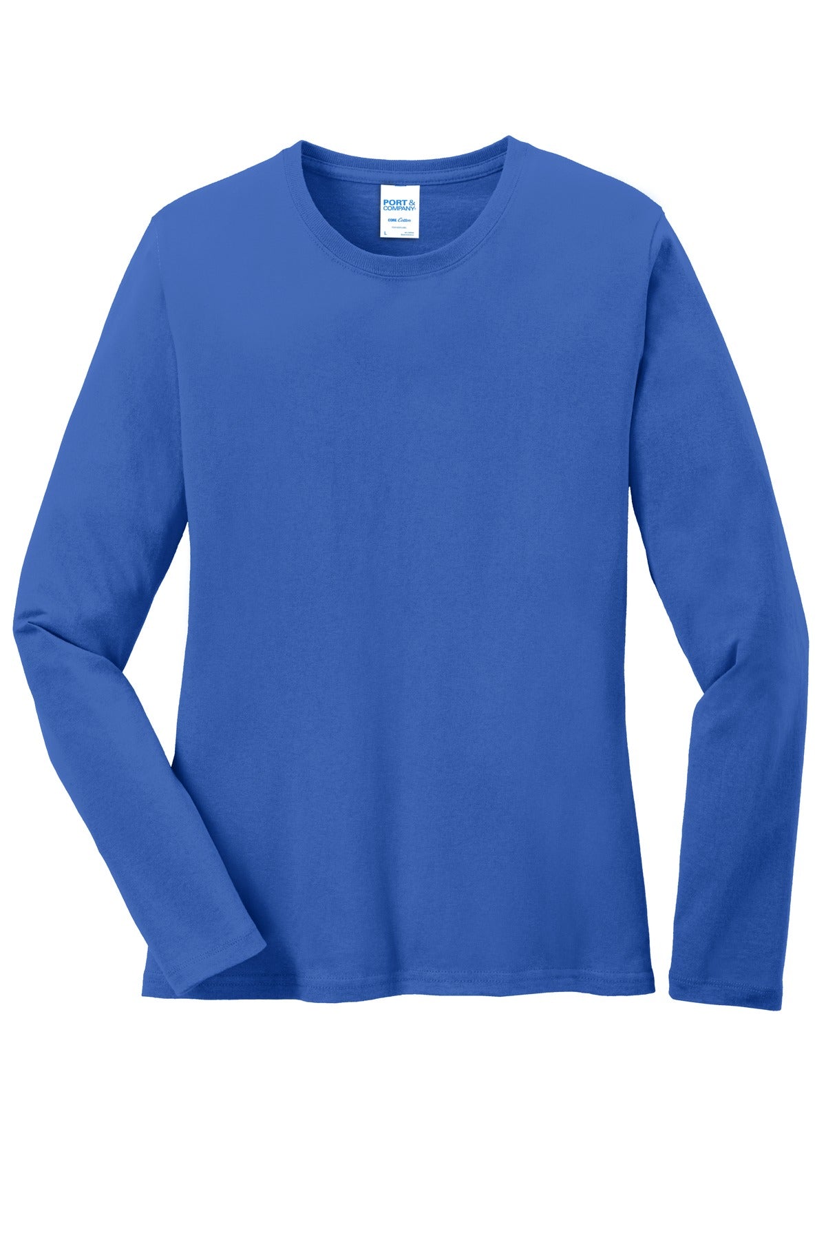 Front View of Royal Port & Co Women's Long Sleeve Core Cotton Tee. LPC54LS