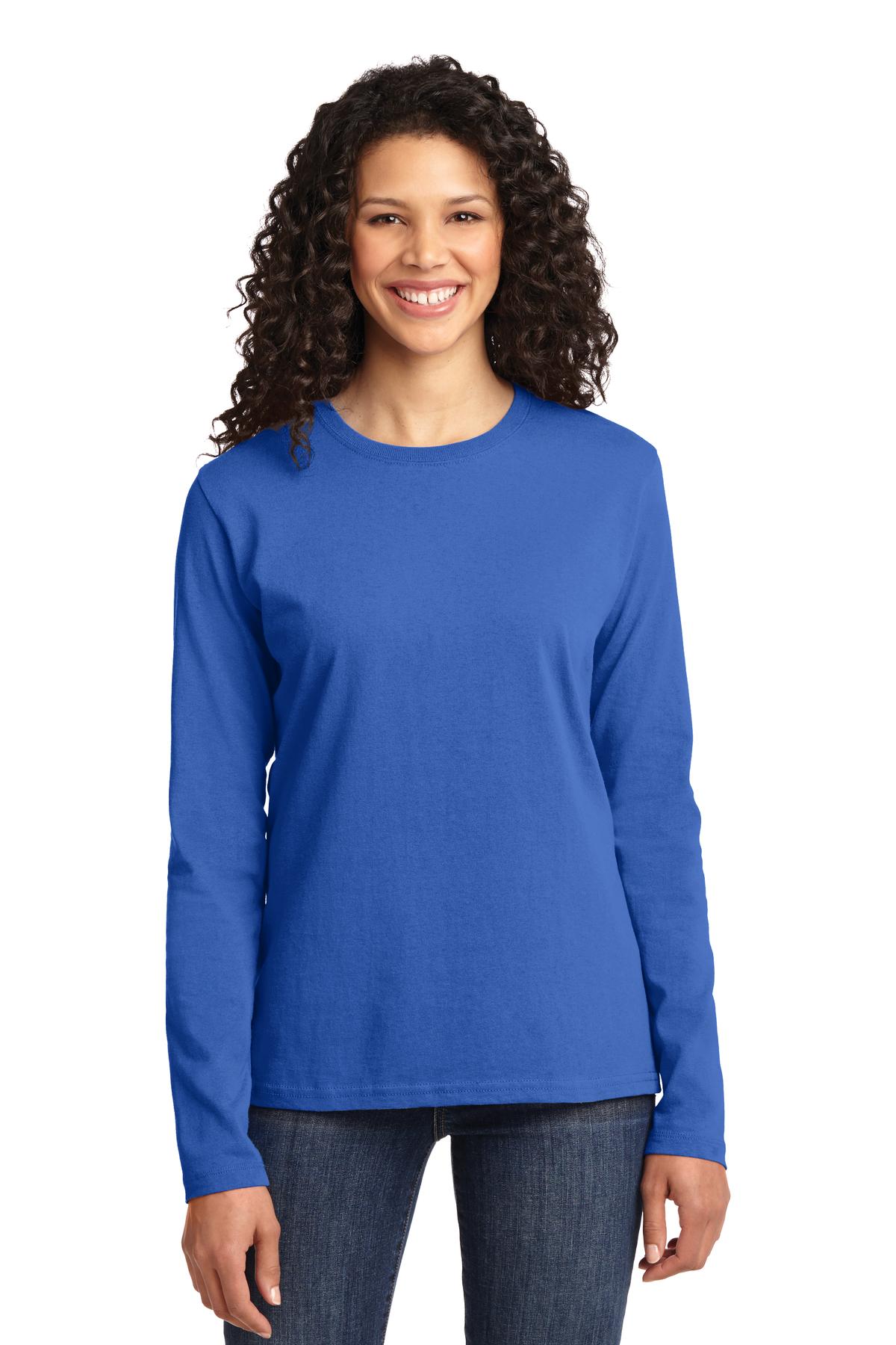 Front View of Royal Port & Co Women's Long Sleeve Core Cotton Tee. LPC54LS