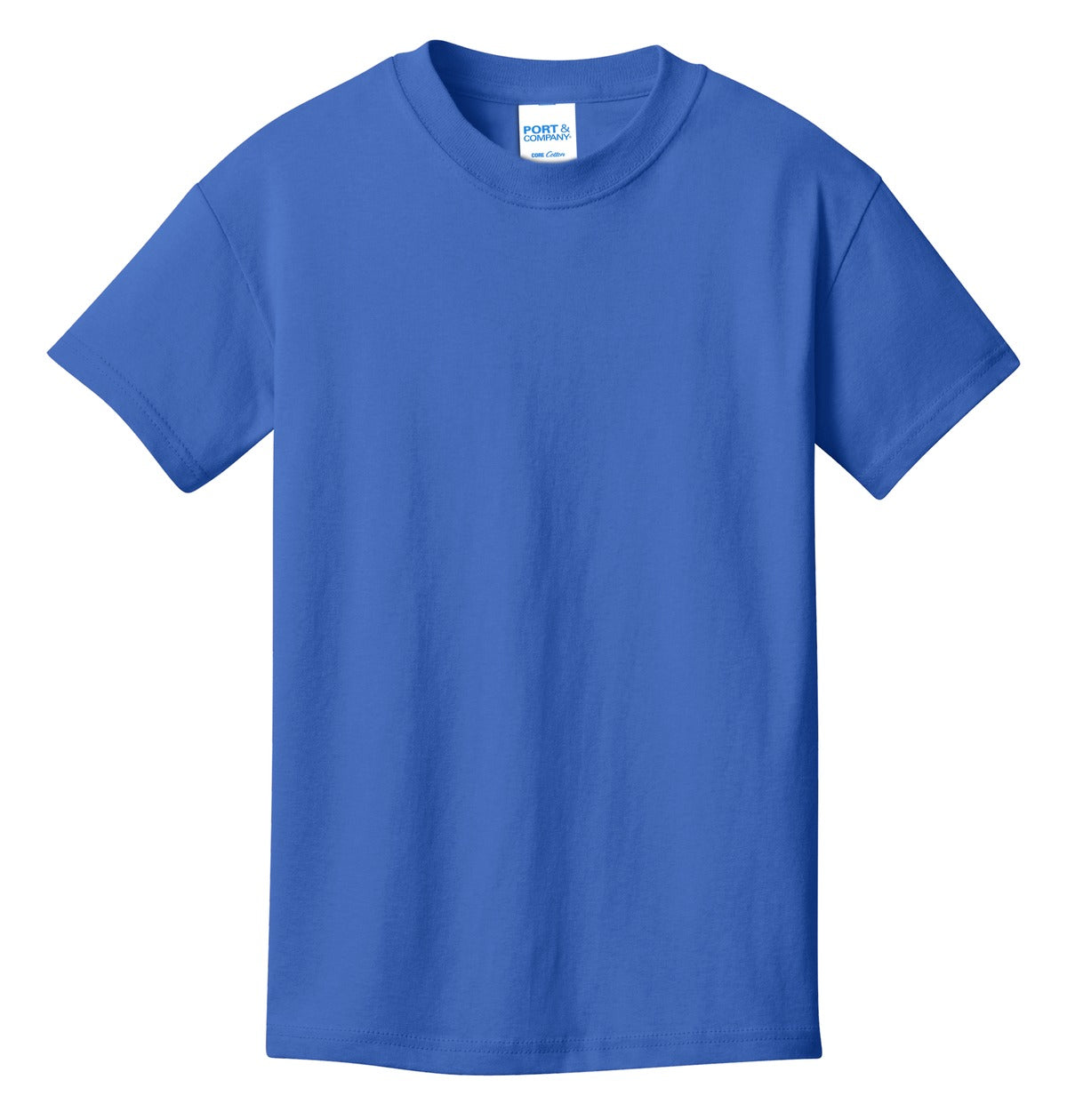 Front View of Royal Port & Co Youth Core Cotton Tee. PC54Y