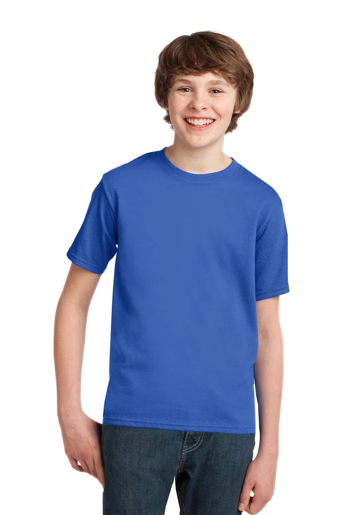 Front View of Royal Port & Co Youth Essential Tee. PC61Y