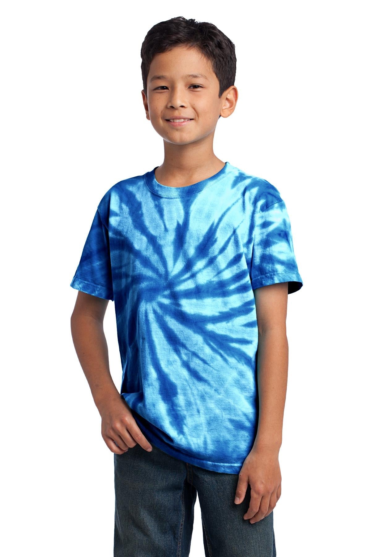 Front View of Royal Port & Co Youth Tie-Dye Tee. PC147Y