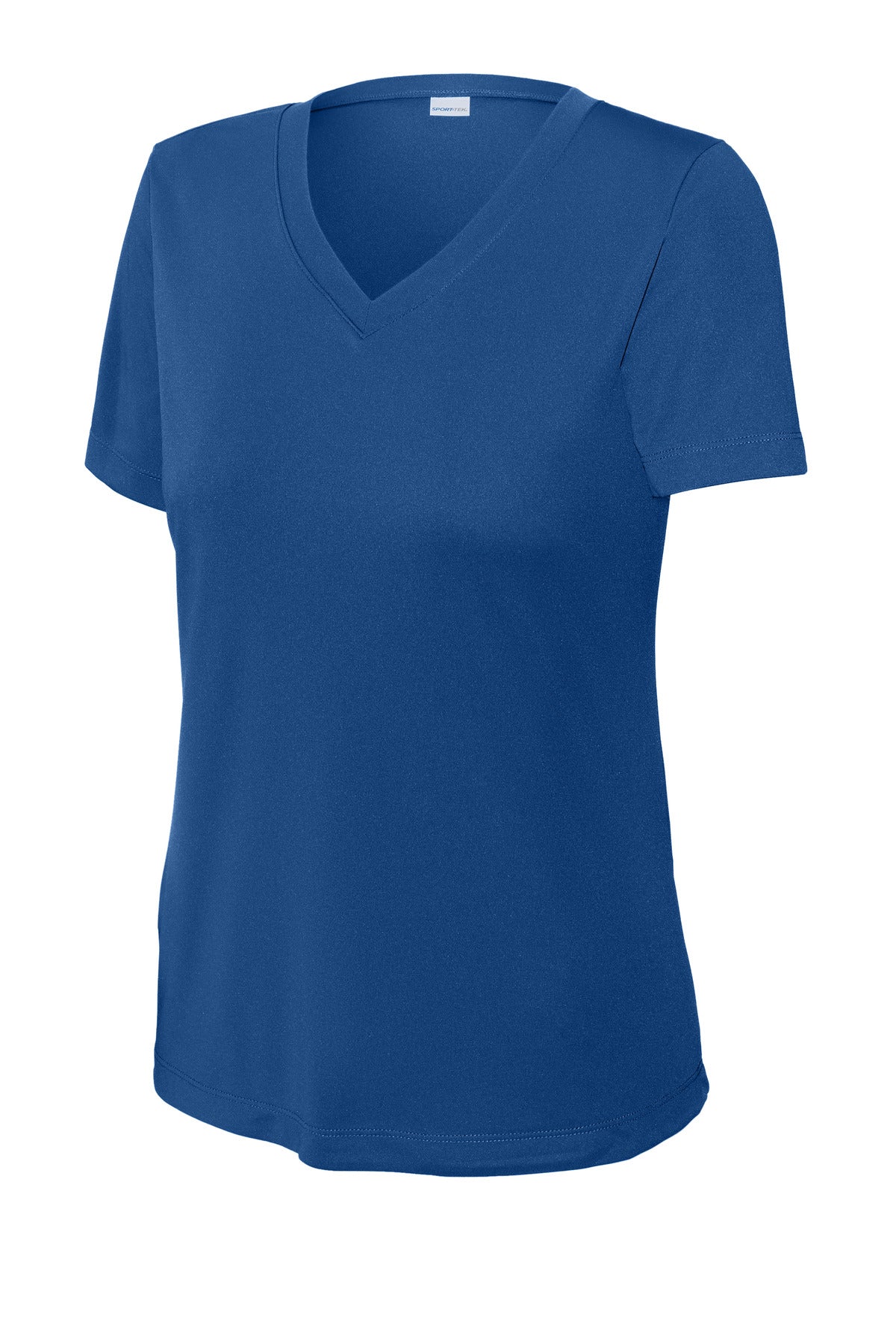 Front View of Royal Sport-Tek Women's PosiCharge Competitor V-Neck Tee. LST353