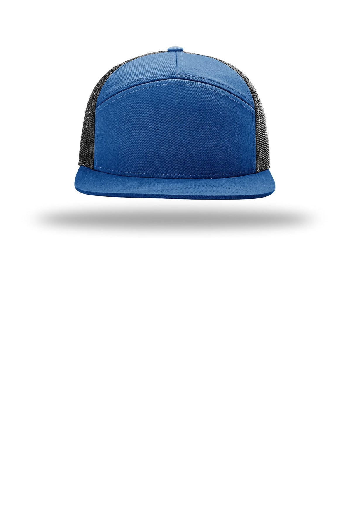 Front View of Royal/Blk Richardson 7-Panel Trucker 168