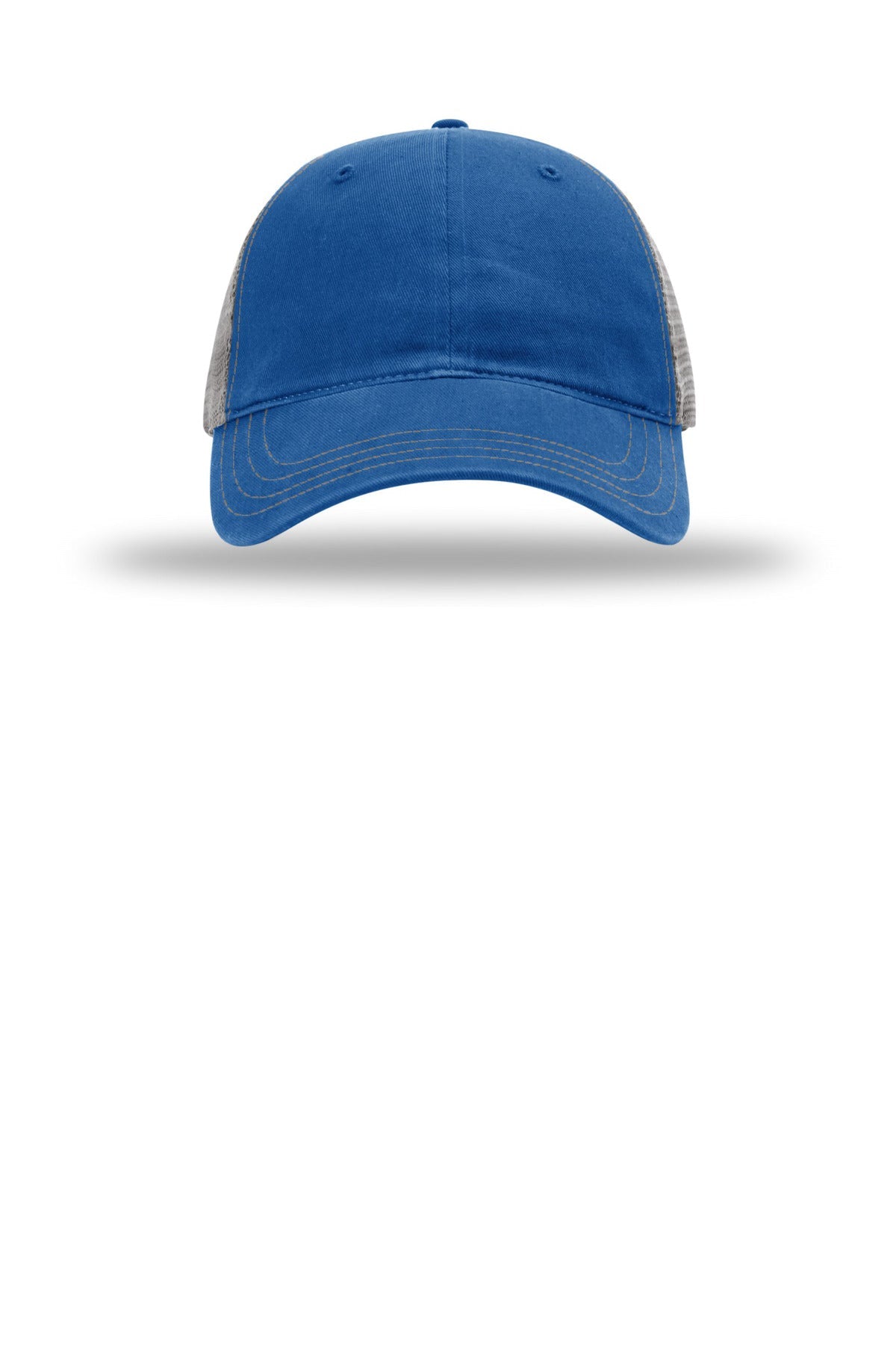 Front View of Royal/Char Richardson Garment Washed Trucker 111