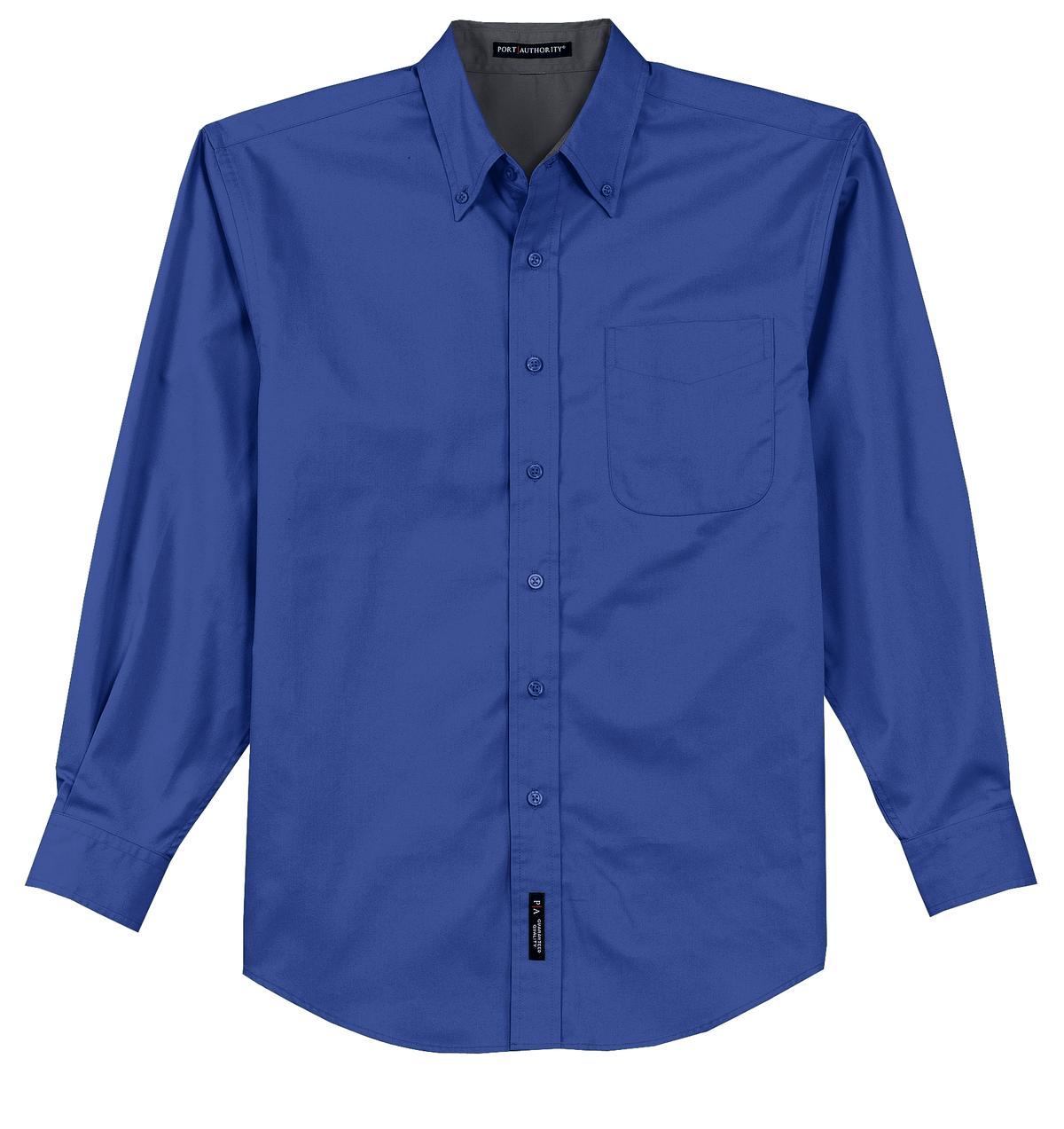 Front View of Royal/Cl Navy Port Authority Long Sleeve Easy Care Shirt S608
